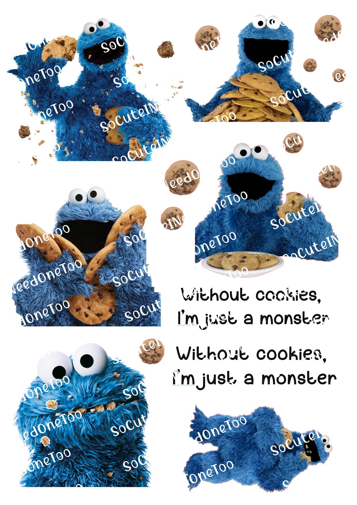 Cookie Monster Waterslide Decals - SoCuteINeedOneToo