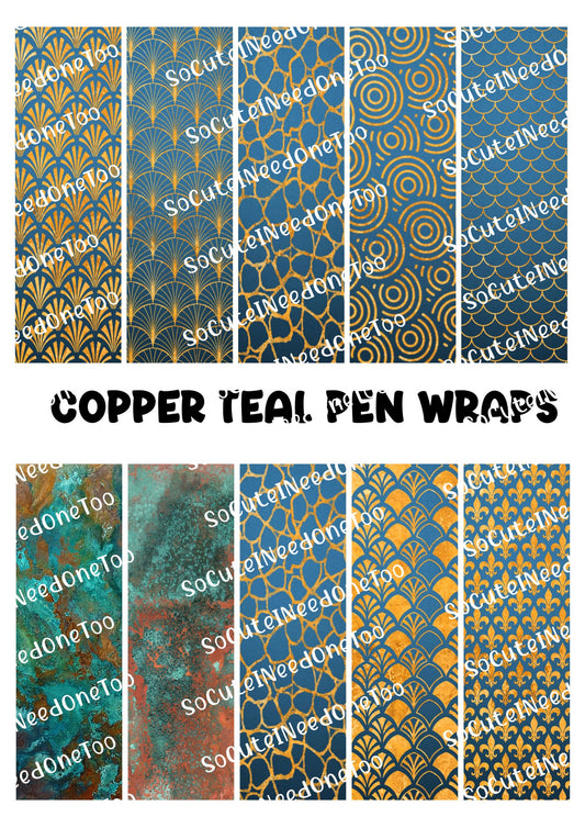 Copper Teal Pen Wraps - SoCuteINeedOneToo
