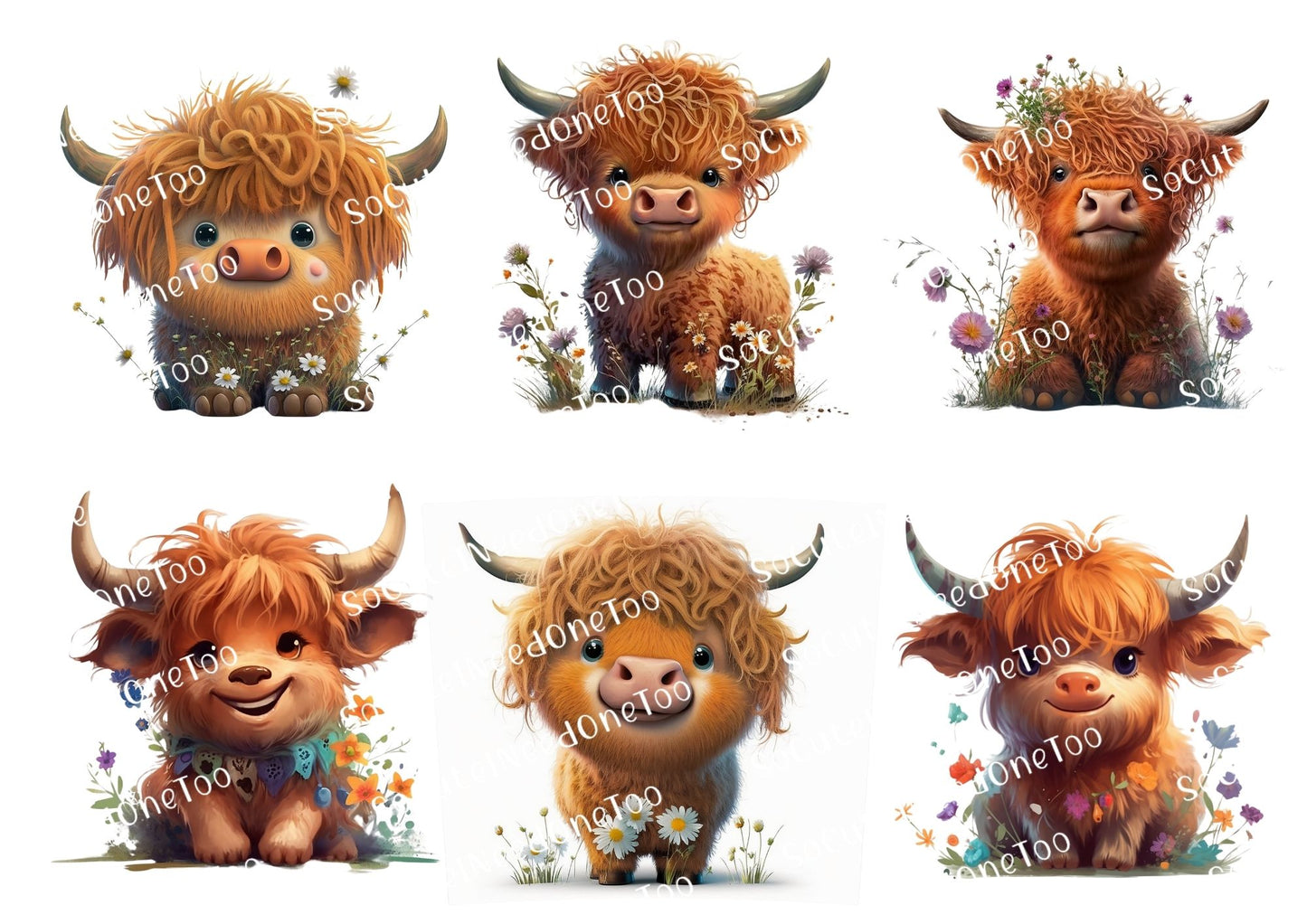 Cows - Baby Highland Waterslide Decals - SoCuteINeedOneToo