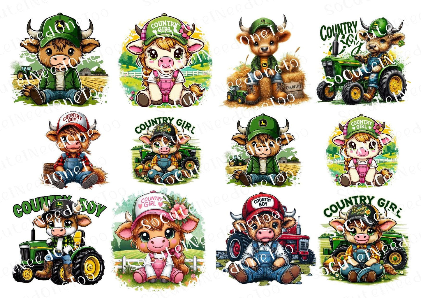 Cows Highland John Deer Waterslide Decals - SoCuteINeedOneToo