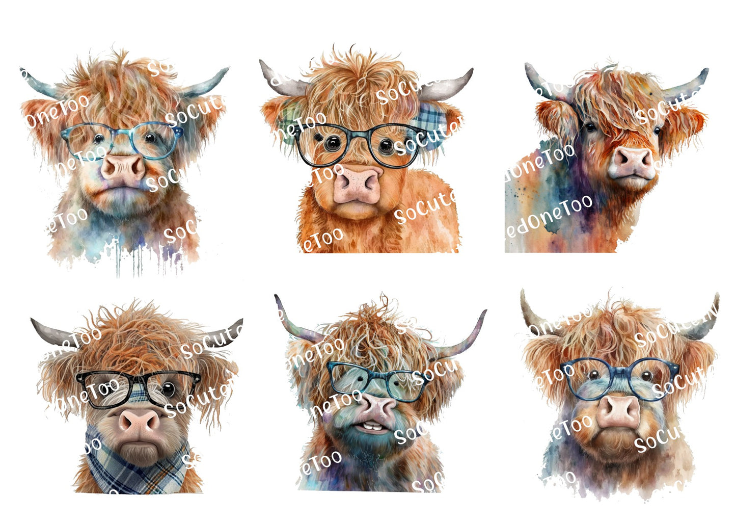 Cows with Glasses Waterslide Decals - SoCuteINeedOneToo