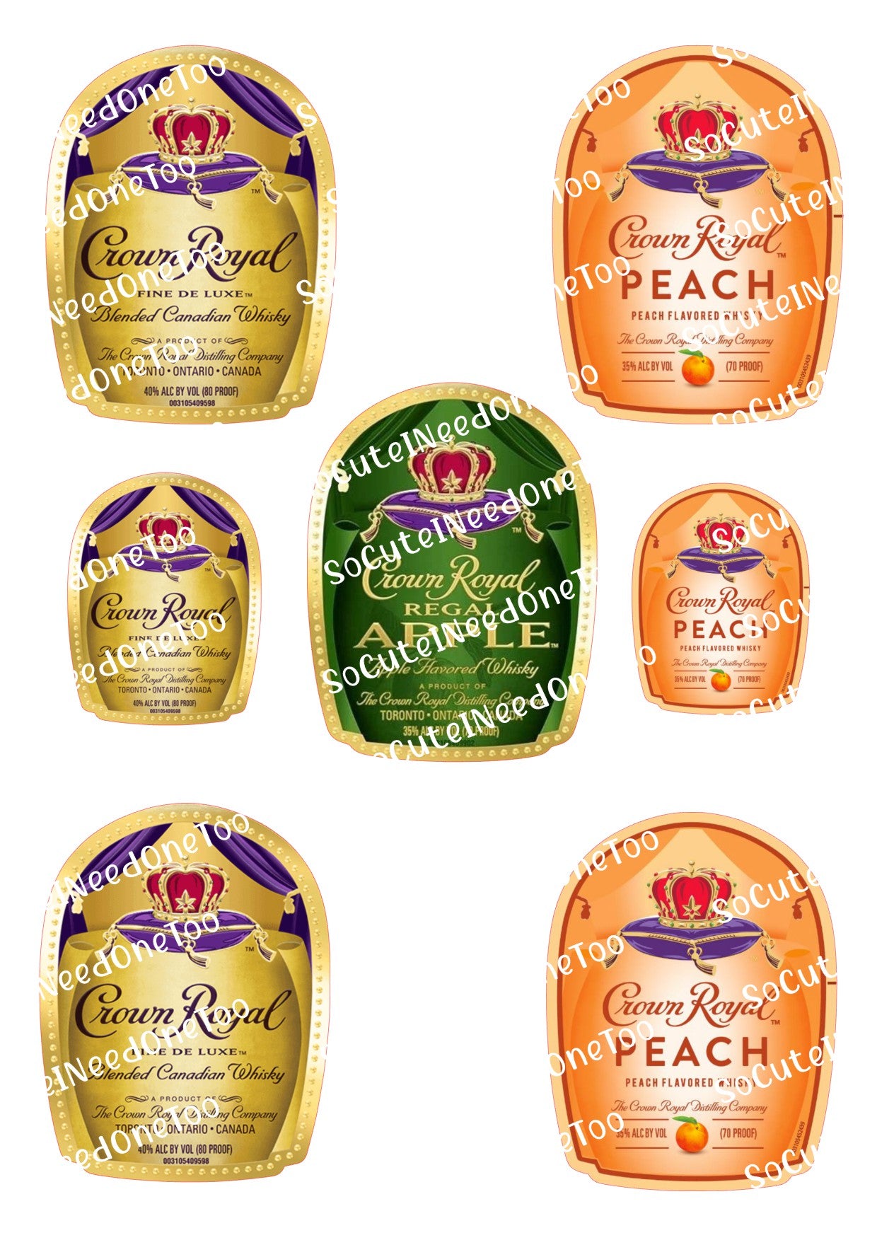 Crown Royal - 3.5 inches Smaller Labels - SoCuteINeedOneToo
