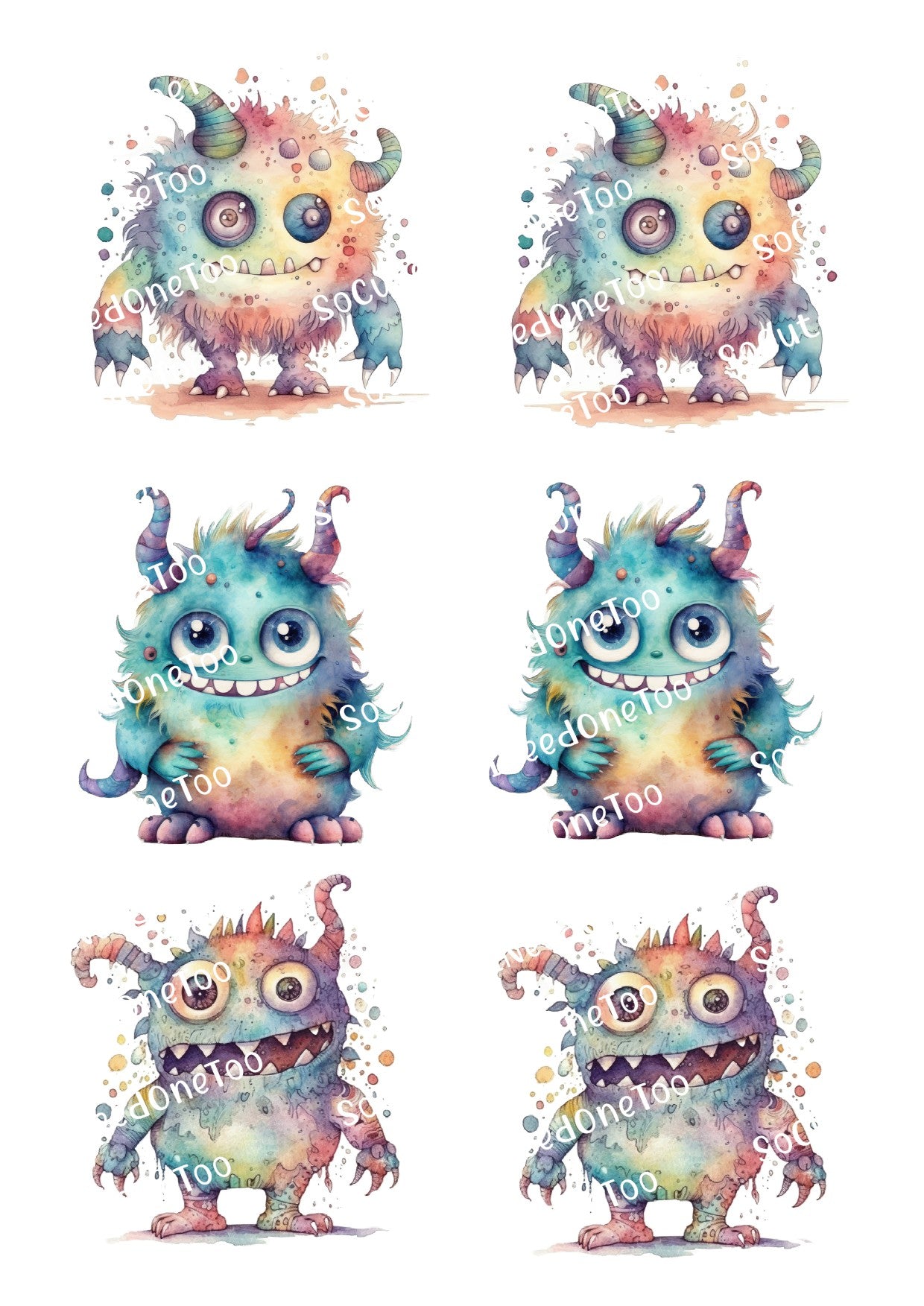 Cuddly Monsters Waterslide Decals - SoCuteINeedOneToo