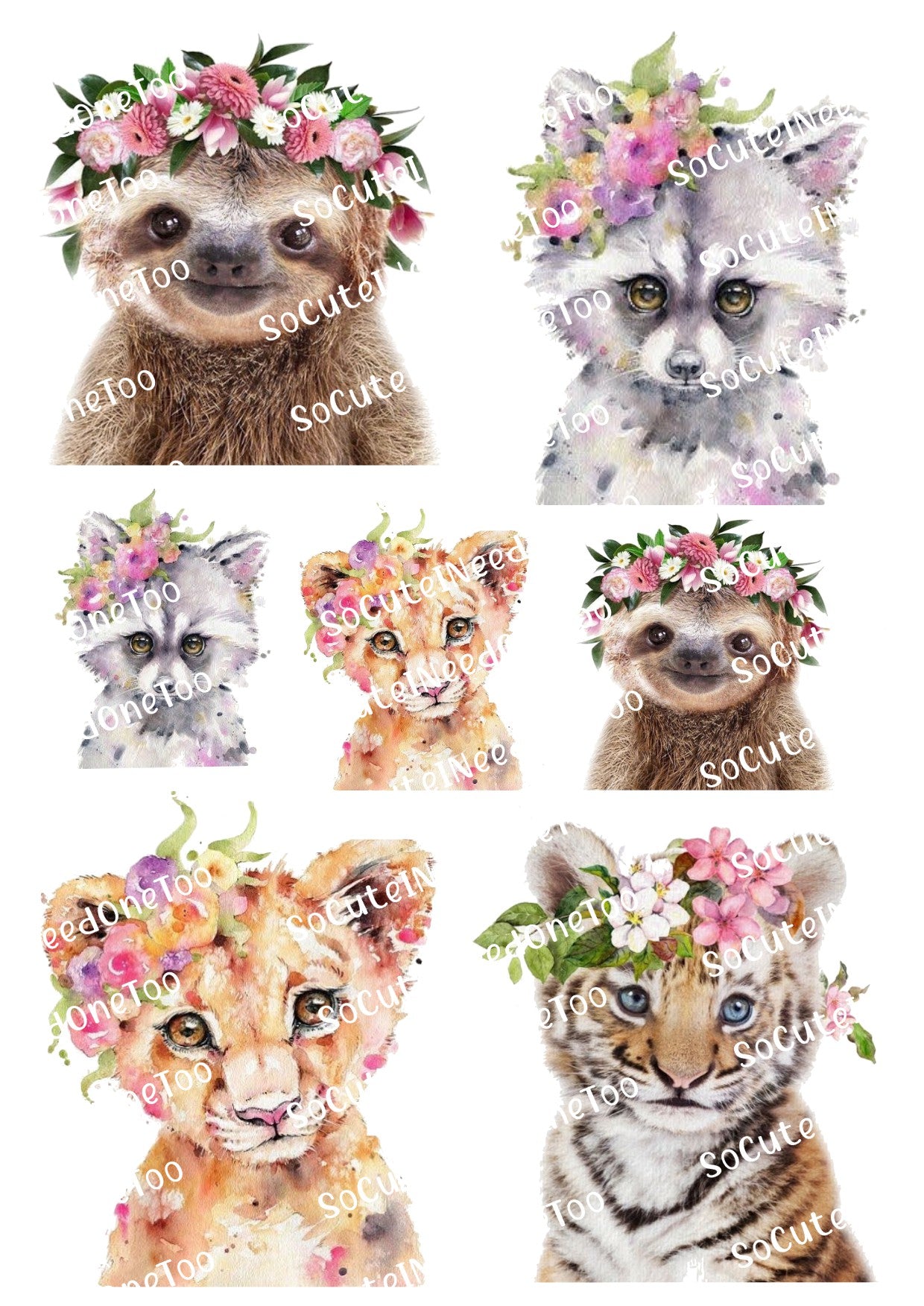 Cute 4 Pack Of Animals Waterslide Decals - SoCuteINeedOneToo