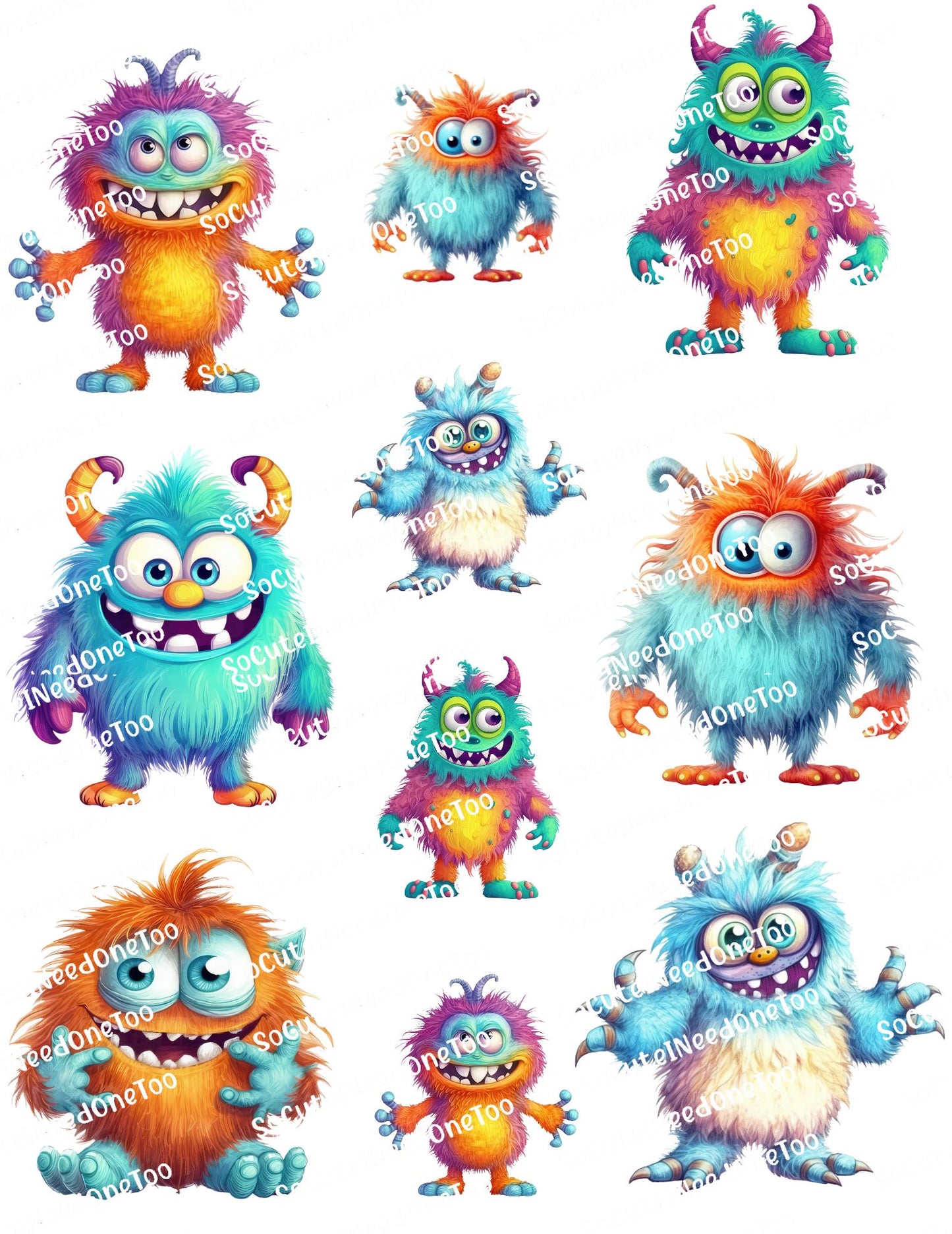 Cute Fuzzy Monsters Waterslide Decals - SoCuteINeedOneToo
