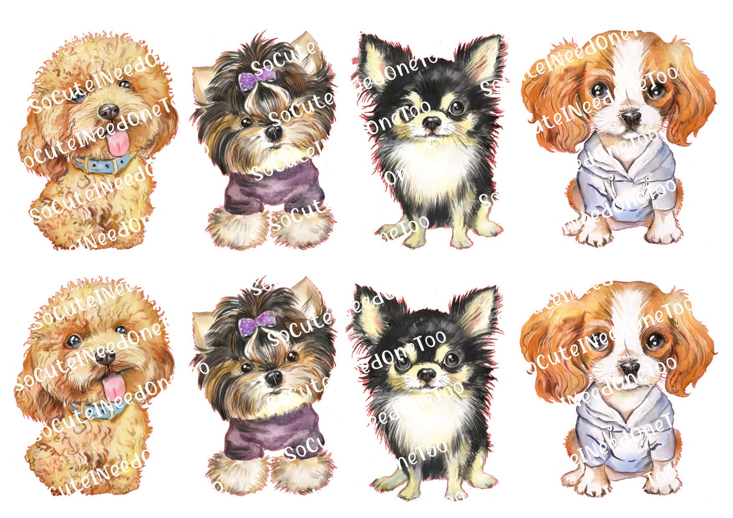 Cute Puppy Watercolor Waterslide Decals - SoCuteINeedOneToo
