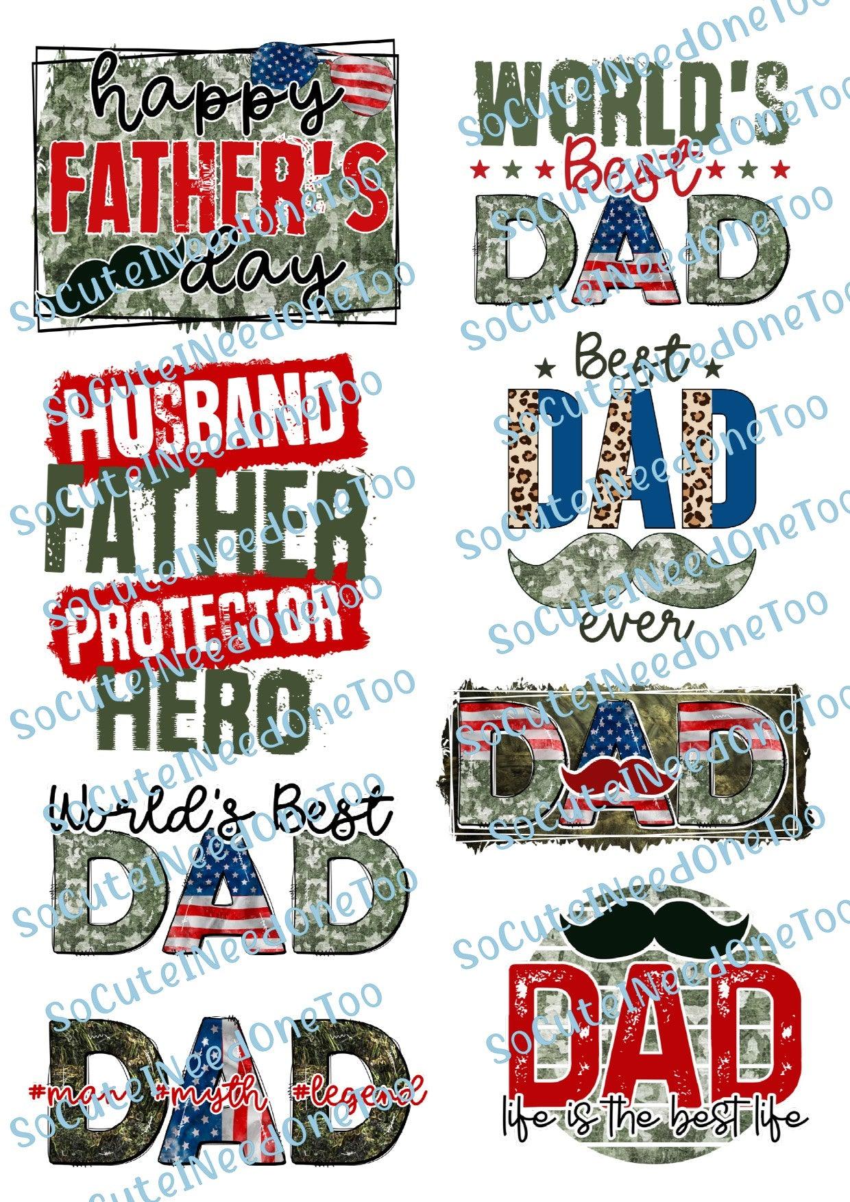 Dad - Happy Fathers DayWaterslide Decals - SoCuteINeedOneToo