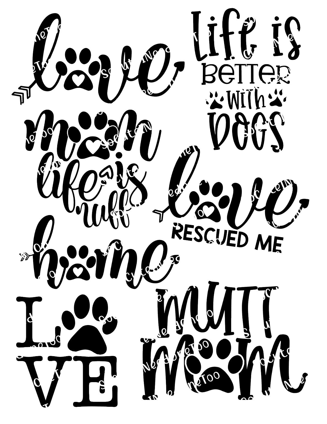 Dog Bundle on Clear/White Waterslide Paper Ready To Use - SoCuteINeedOneToo