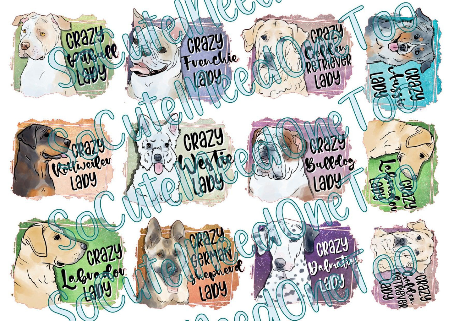 Dog Labels on Clear/White Waterslide Paper Ready To Use - SoCuteINeedOneToo