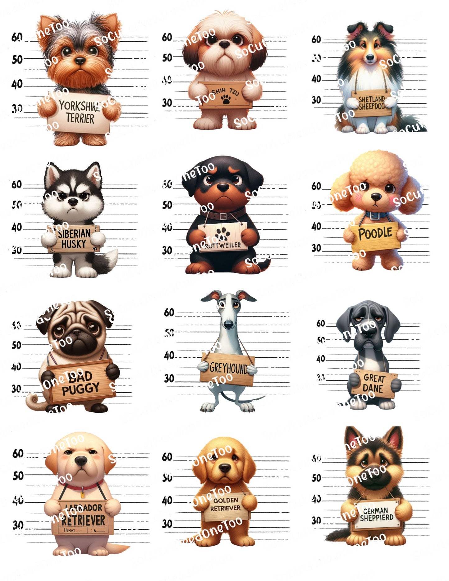 Dog Mug Shots #1 Waterslide Decals - SoCuteINeedOneToo