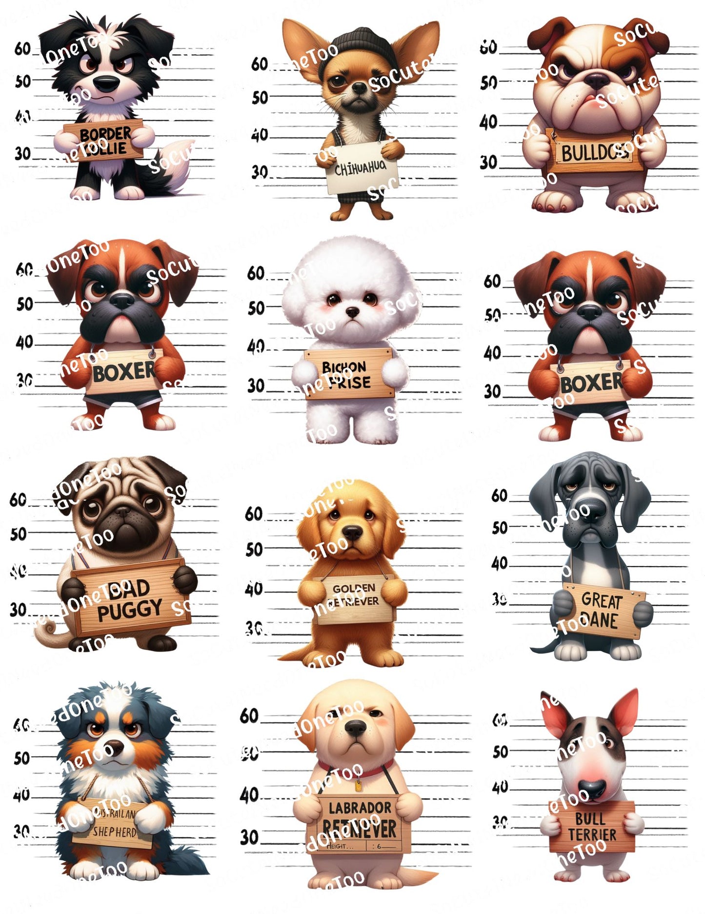 Dog Mug Shots #2 Waterslide Decals - SoCuteINeedOneToo