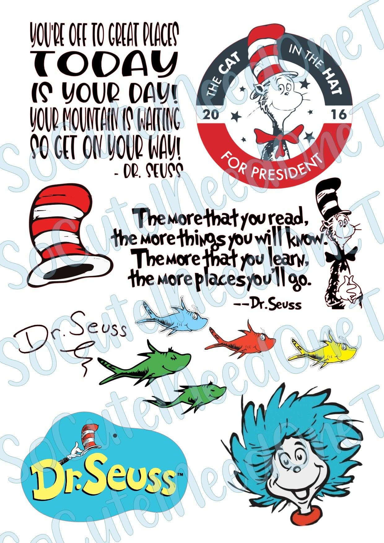 Dr. Seuss #1 on Clear/White Waterslide Paper Ready To Use - SoCuteINeedOneToo