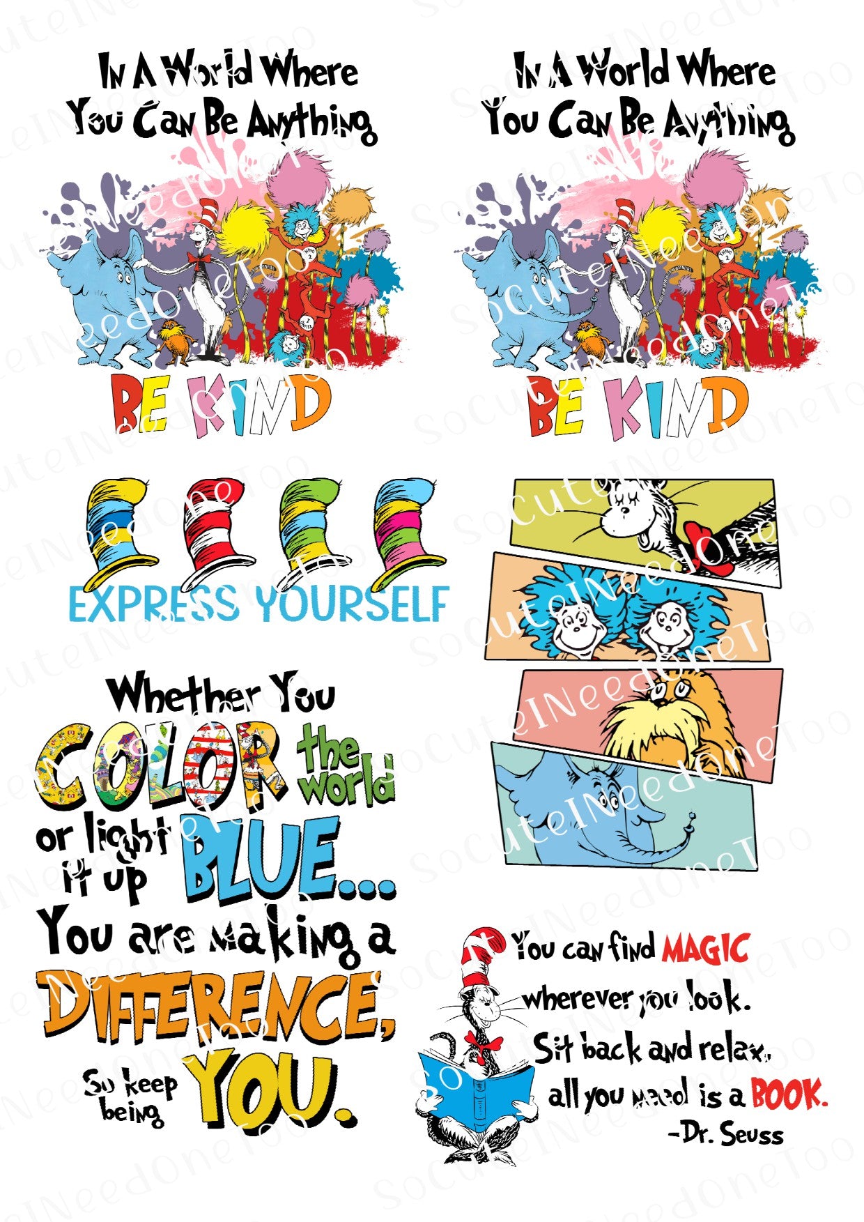 Dr. Suess Express Yourself Waterslide Decals - SoCuteINeedOneToo