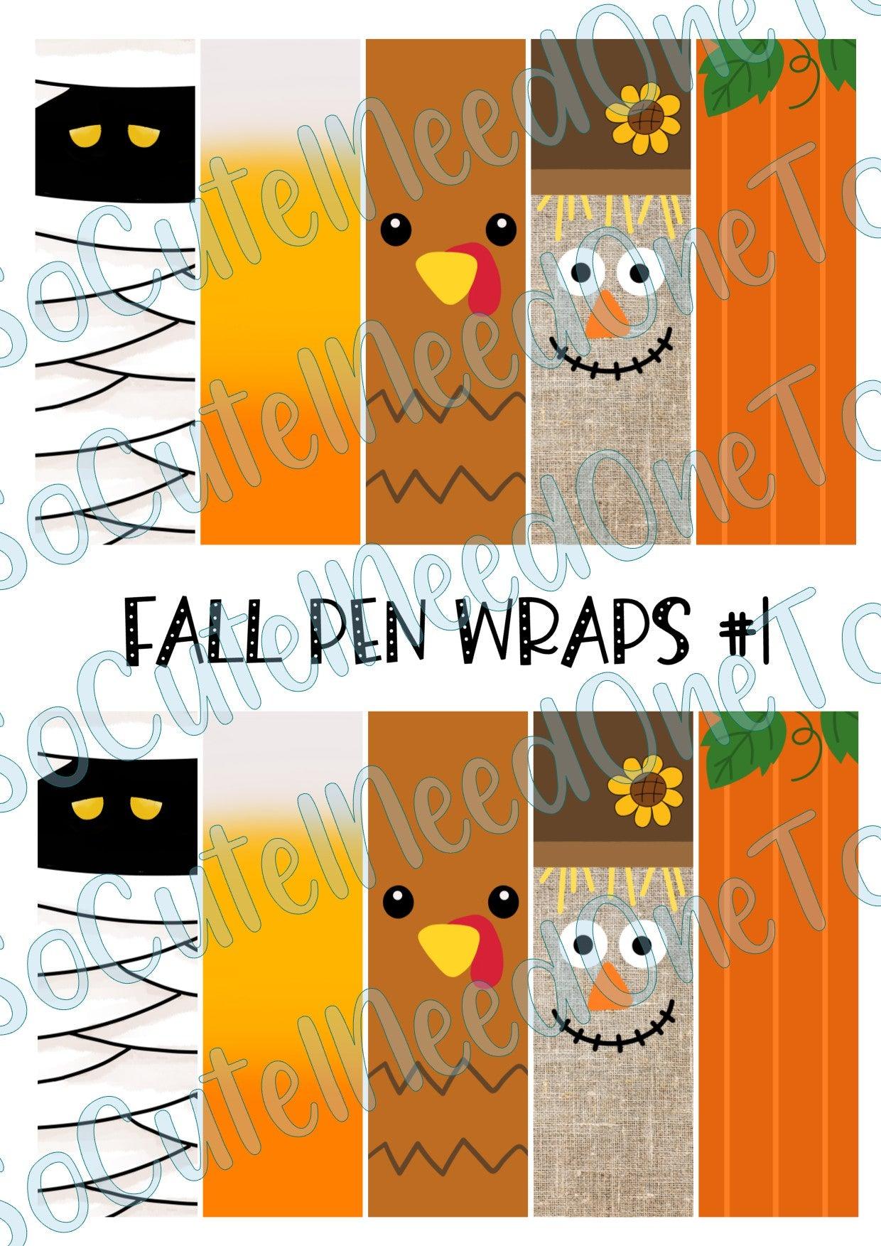 Fall Pen Wraps #1 - Waterslide Pen Wraps - SoCuteINeedOneToo