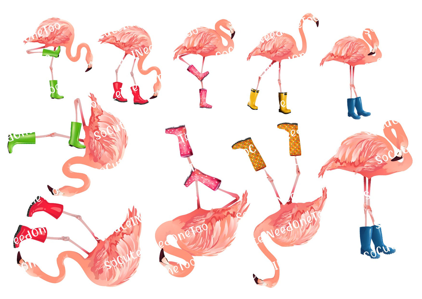 Flamingo in Boots Waterslide Decals - SoCuteINeedOneToo