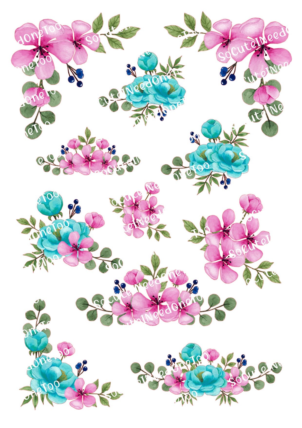 Floral Watercolor Waterslide Decals - SoCuteINeedOneToo