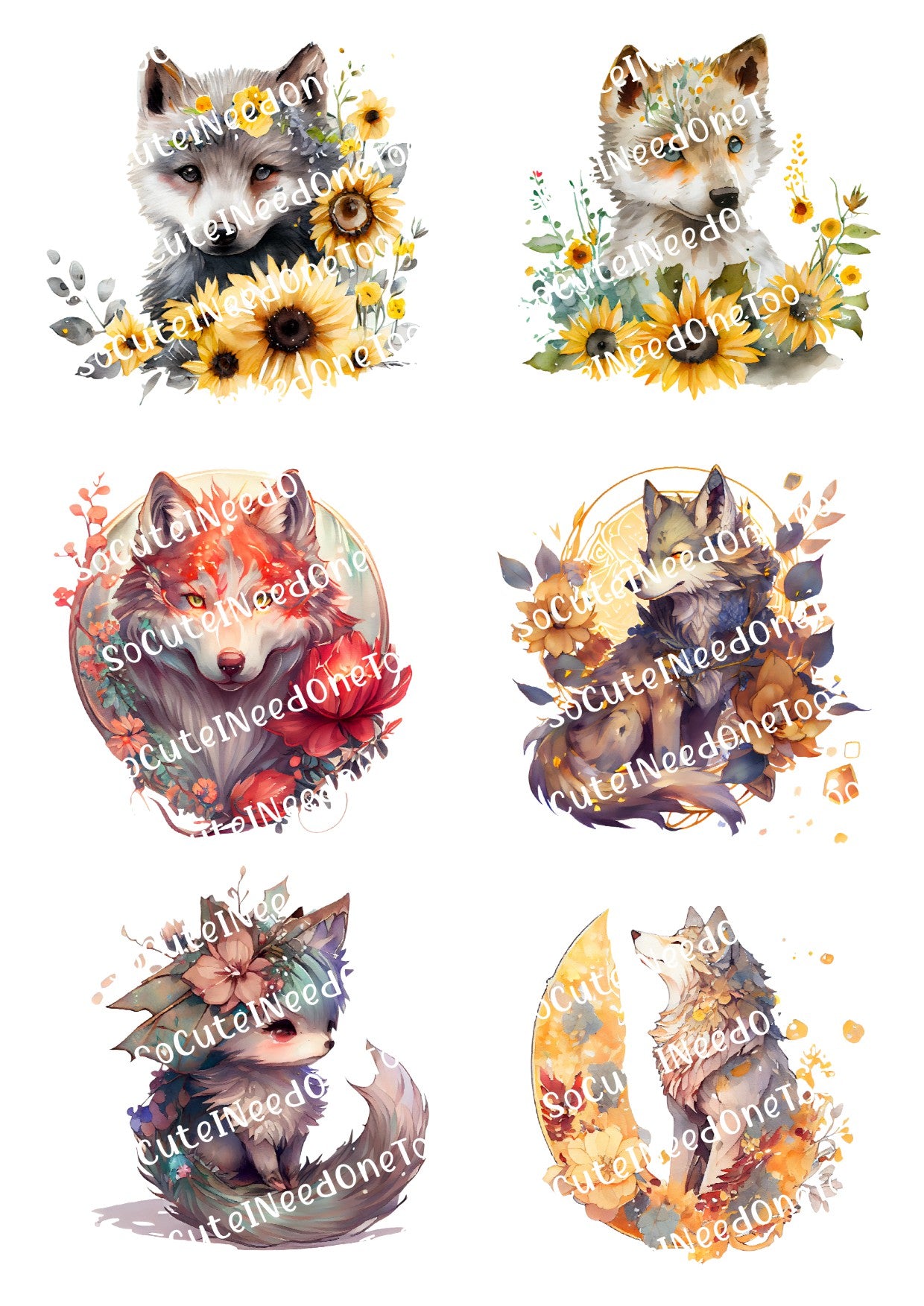 Fox & Flowers Waterslide Paper - SoCuteINeedOneToo