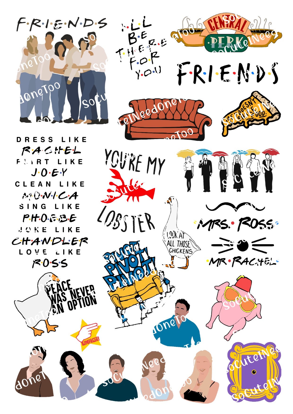 Friends #4 on Clear/White Waterslide Paper Ready To Use - SoCuteINeedOneToo