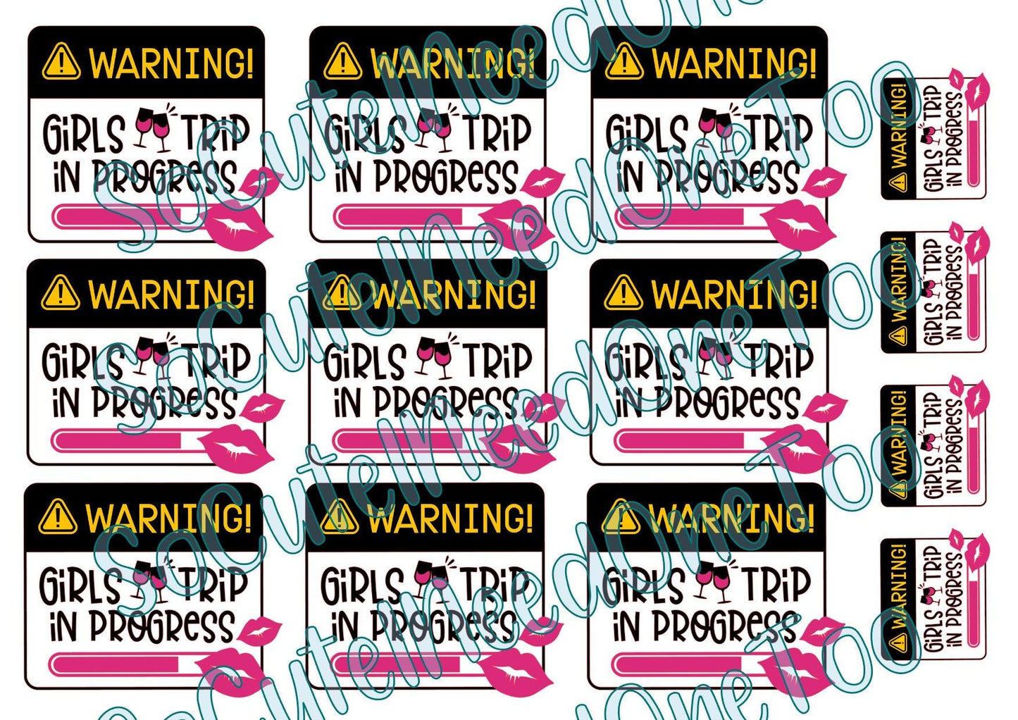 Girls Are Drinking With Lips on Clear/White Waterslide Paper Ready To Use - SoCuteINeedOneToo