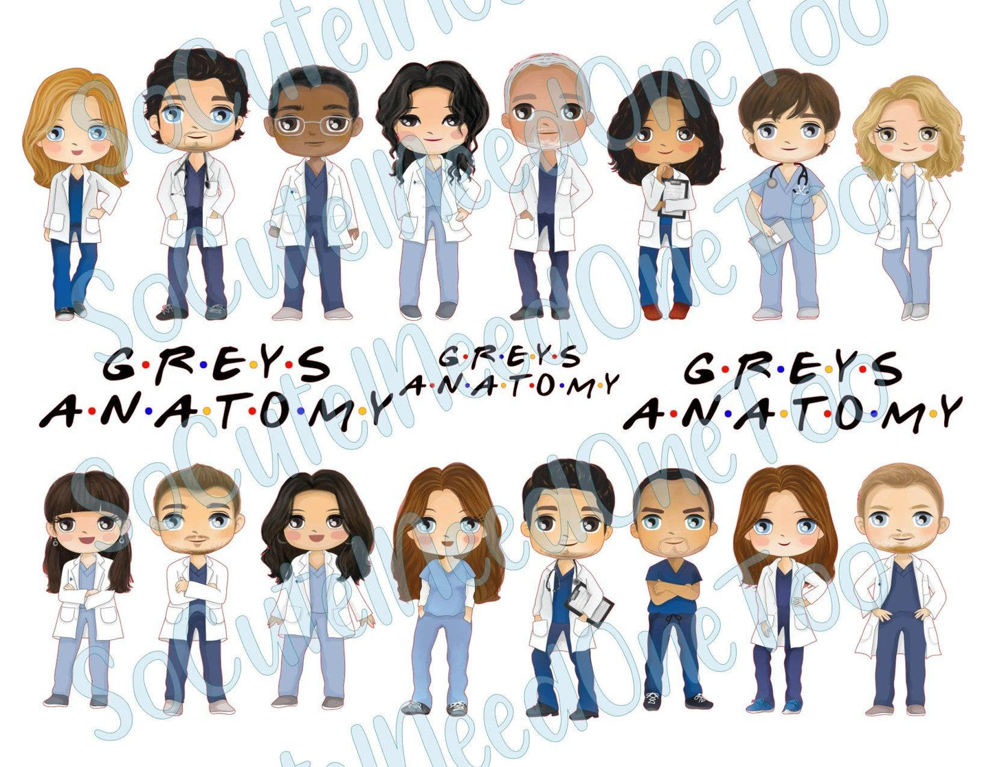 Grey's Anatomy - Characters Waterslide Decals - SoCuteINeedOneToo