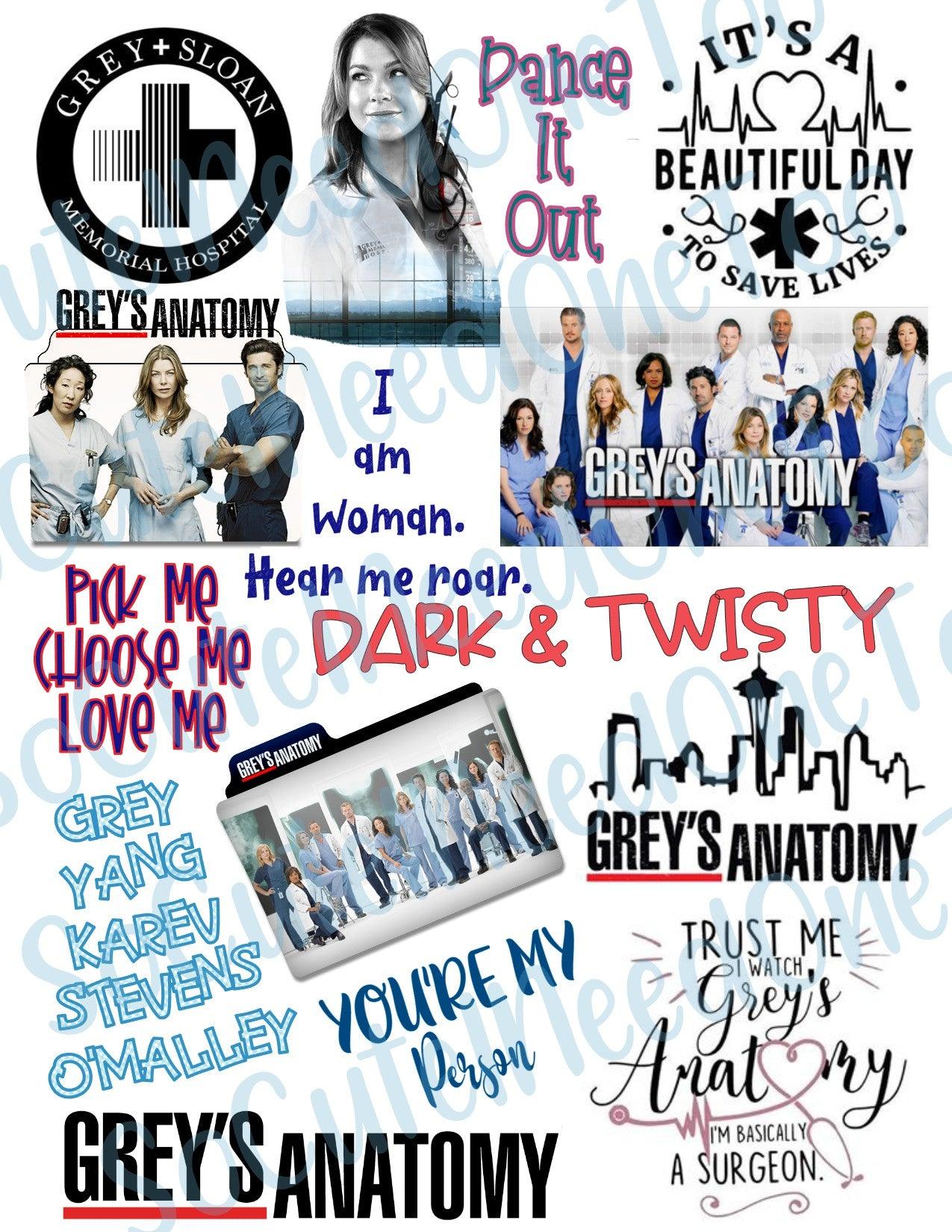 Grey's Anatomy Waterslide Decals - SoCuteINeedOneToo