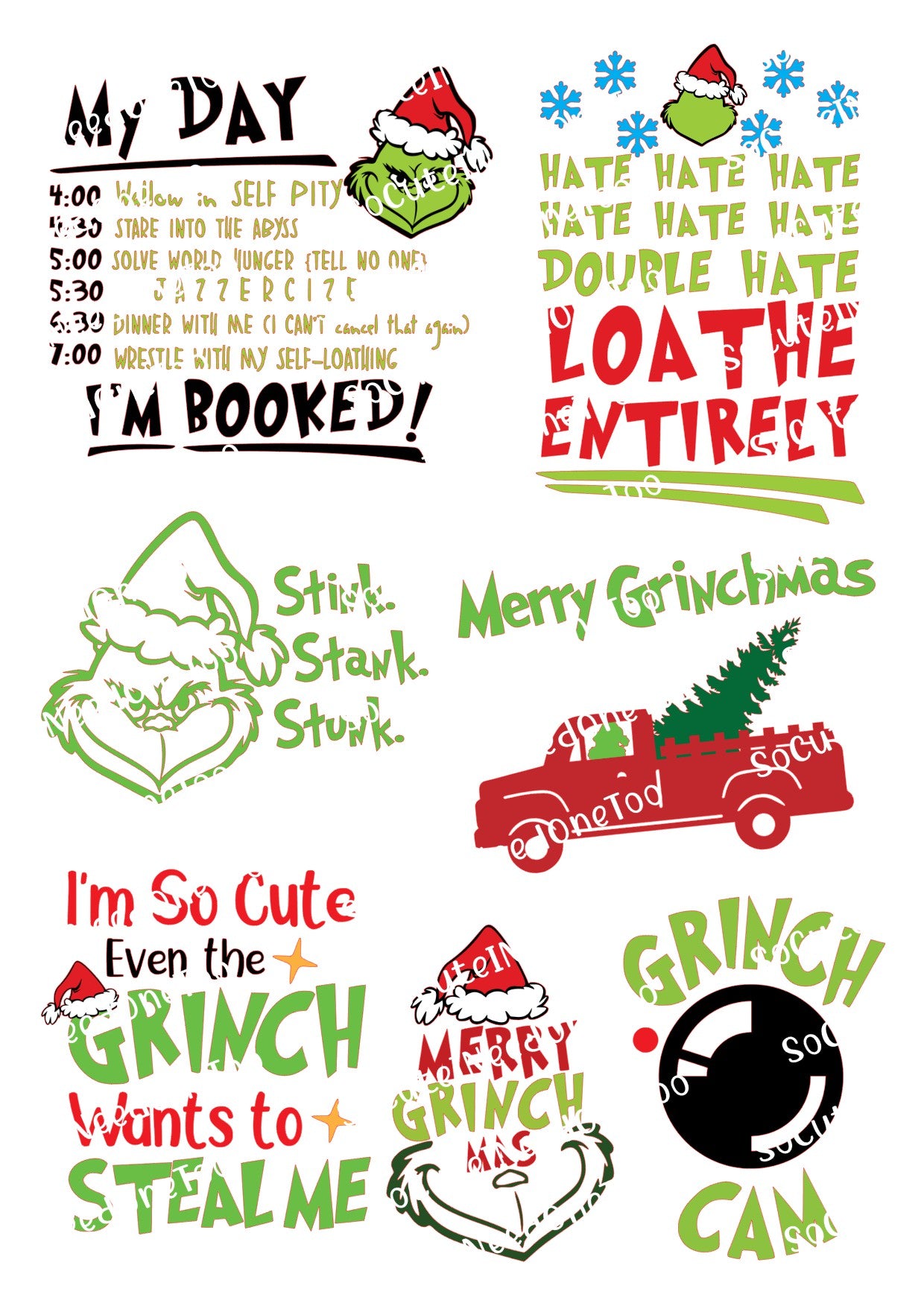 Grinch #3 Waterslide Decals - SoCuteINeedOneToo