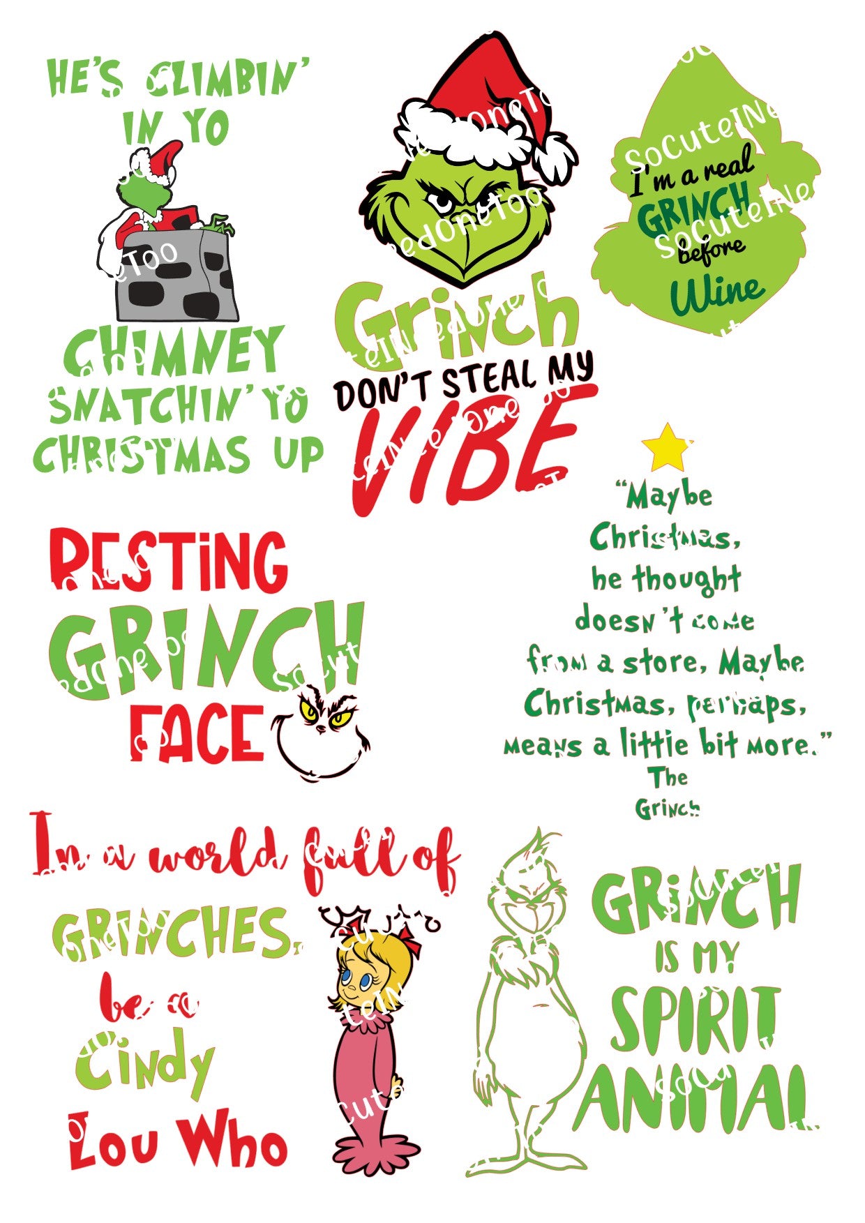 Grinch #7 Waterslide Decals - SoCuteINeedOneToo