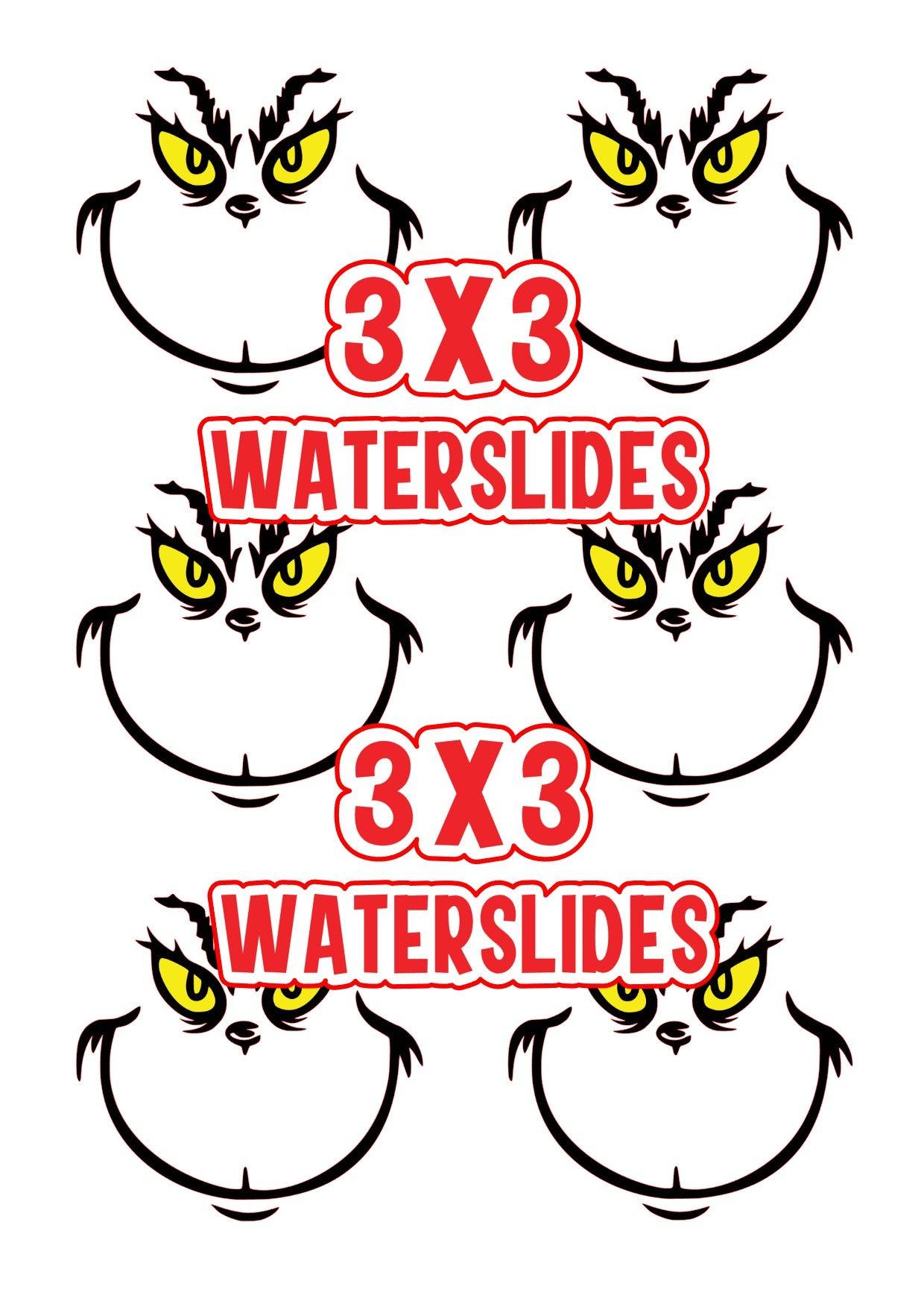 Grinch Face Waterslide Decals Available in 3 Sizes - SoCuteINeedOneToo