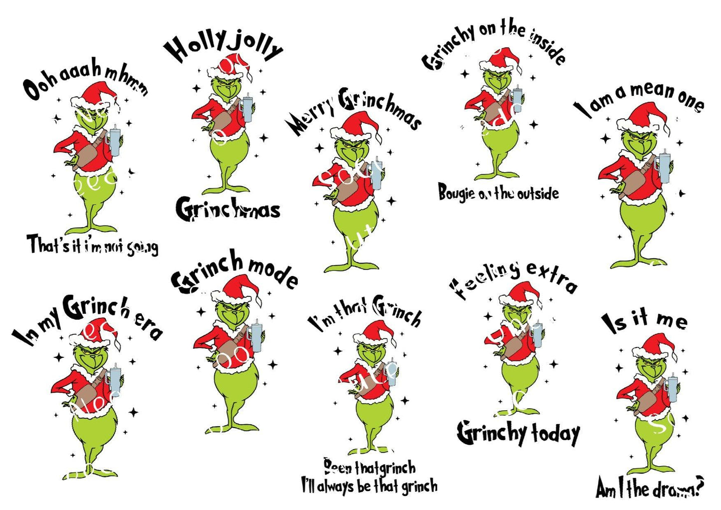 Grinch Standing 3 inches Waterslide Decals - SoCuteINeedOneToo