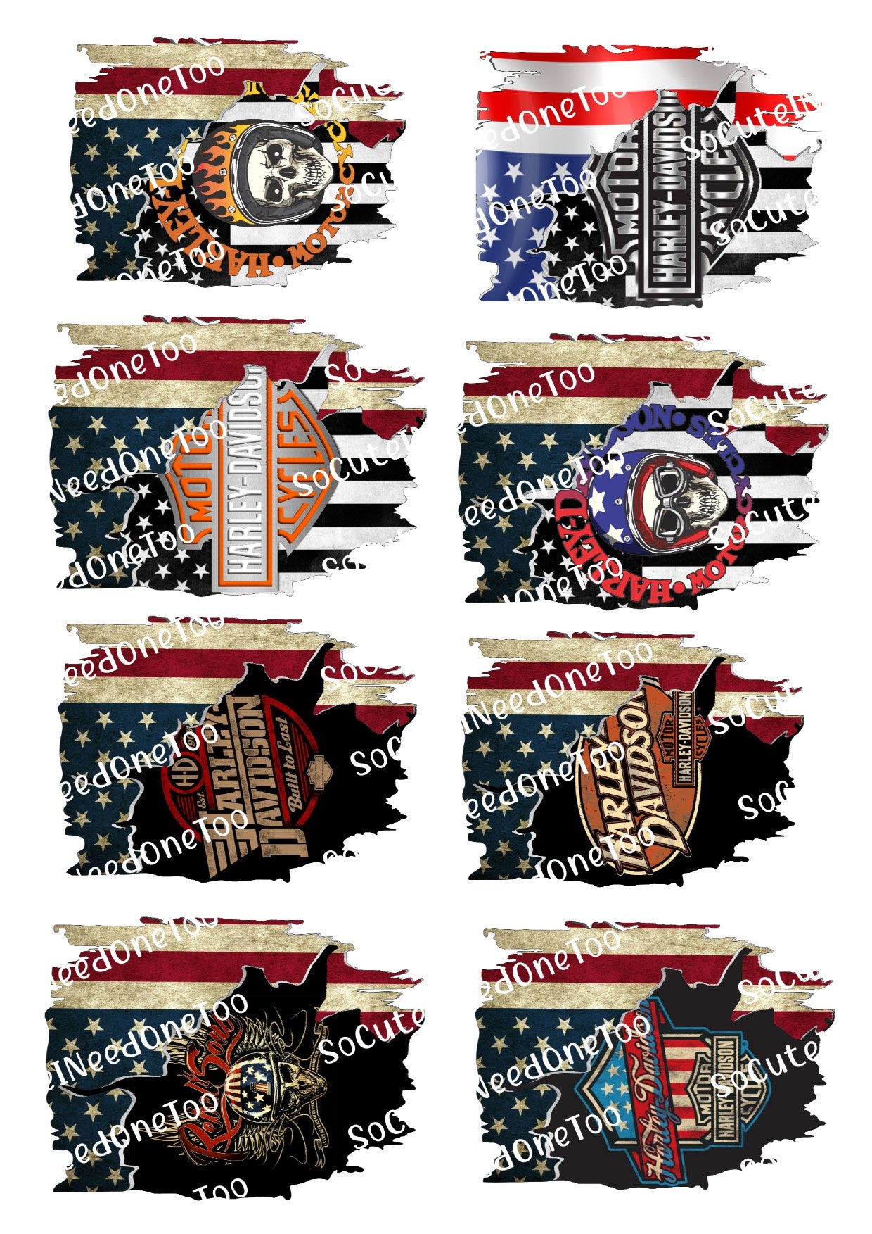 Harley Davidson Flags #1 Waterslide Decals - SoCuteINeedOneToo