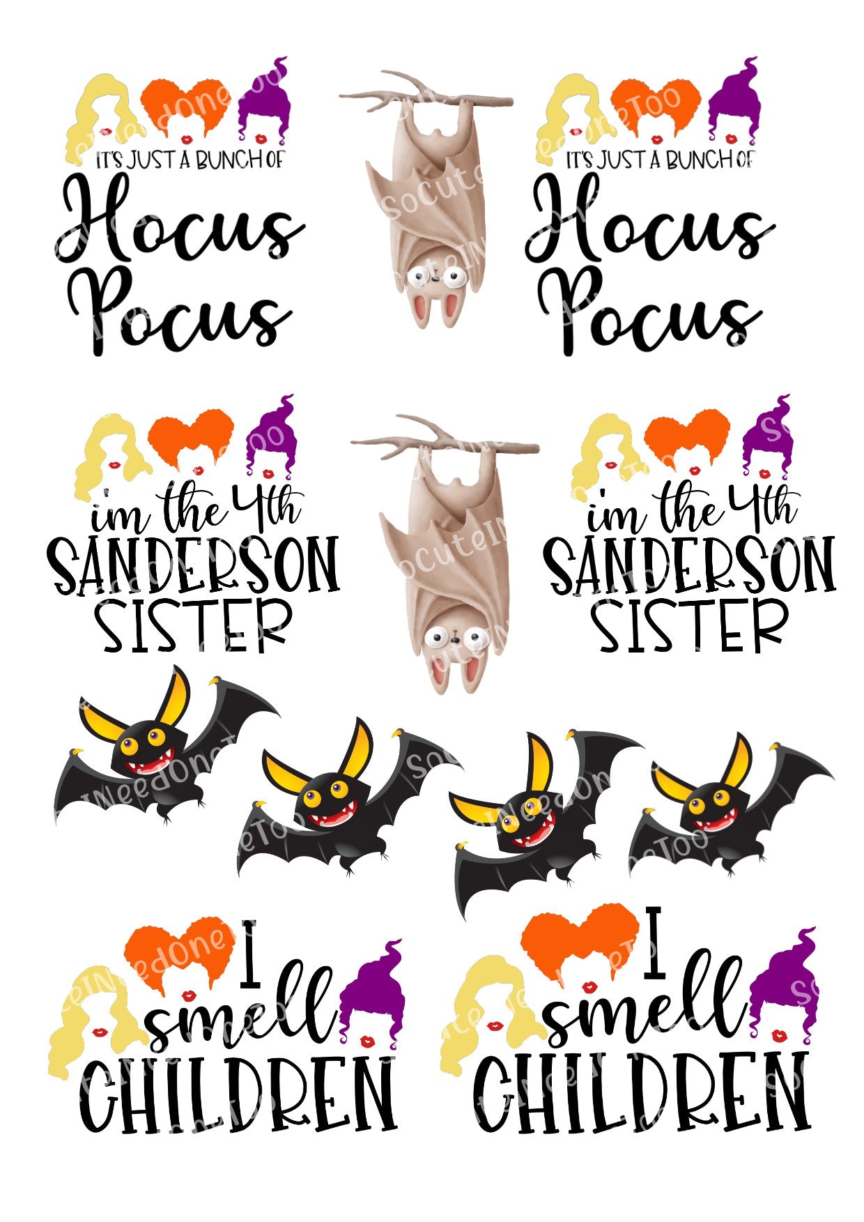 Hocus Pocus - I Smell Children Waterslide Decals - SoCuteINeedOneToo