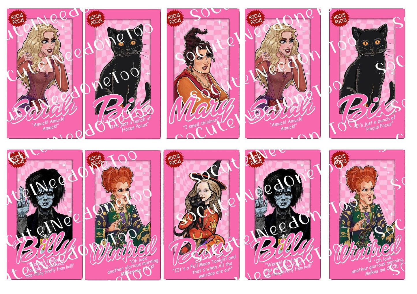 Hocus Pocus In Pink #3 Waterslide Decals - SoCuteINeedOneToo