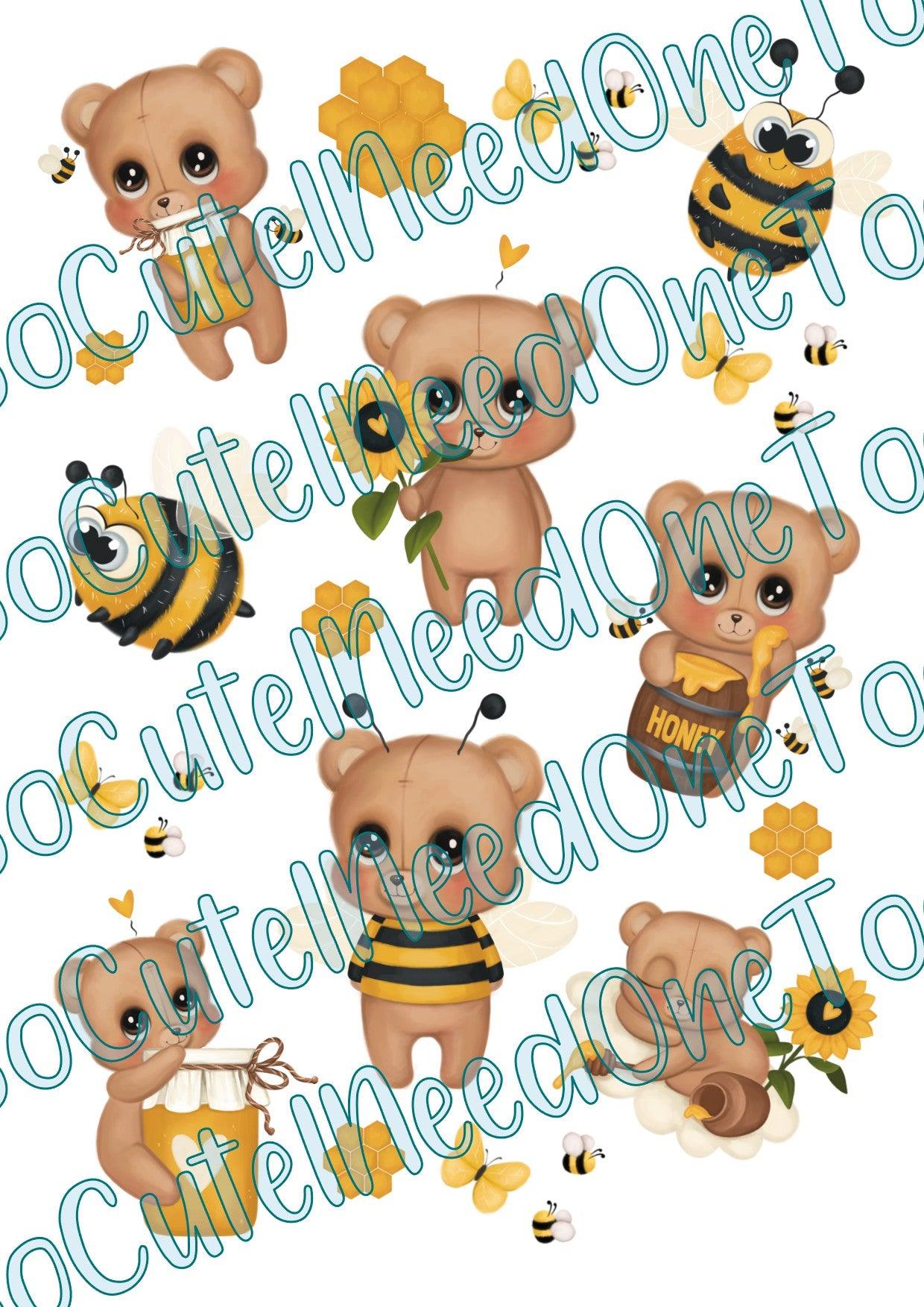 Honey Bears on Clear/White Waterslide Paper Ready To Use - SoCuteINeedOneToo