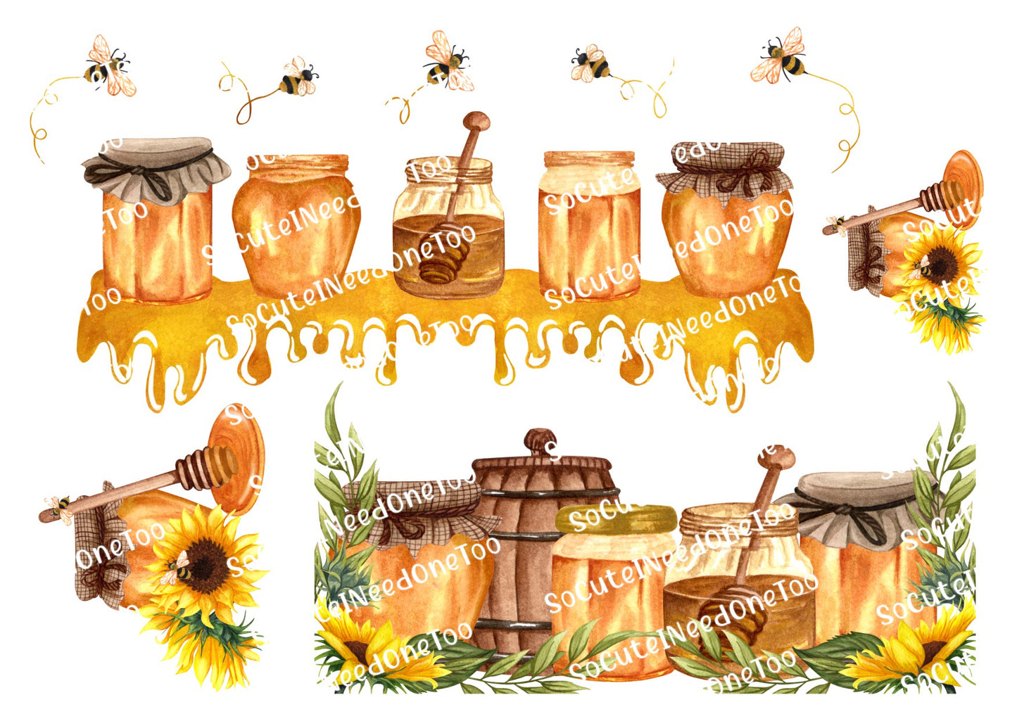 Honey Boarders Decals On Clear Waterslide Paper - Ready To Use - SoCuteINeedOneToo