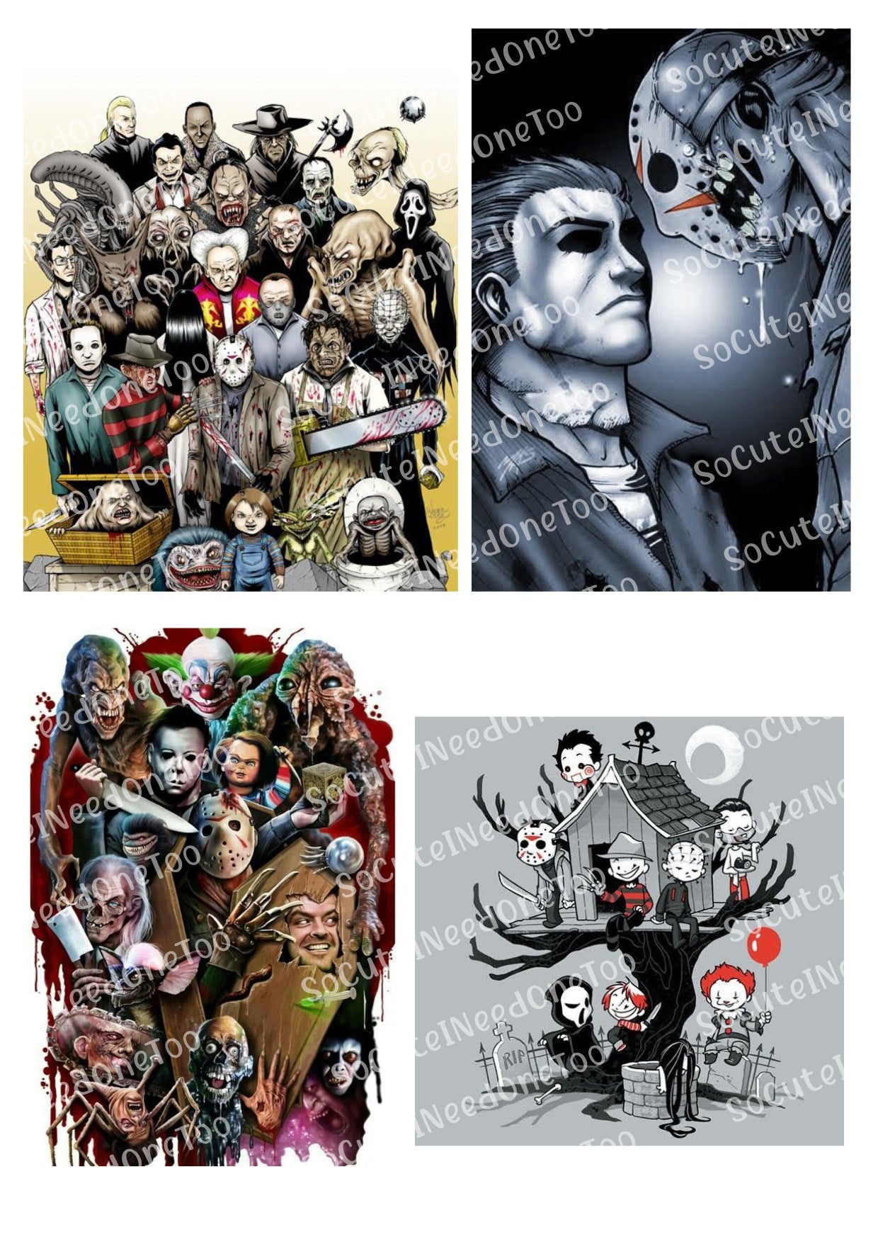 Horror-Big Picture Clear/White Waterslide Paper Ready To Use - SoCuteINeedOneToo