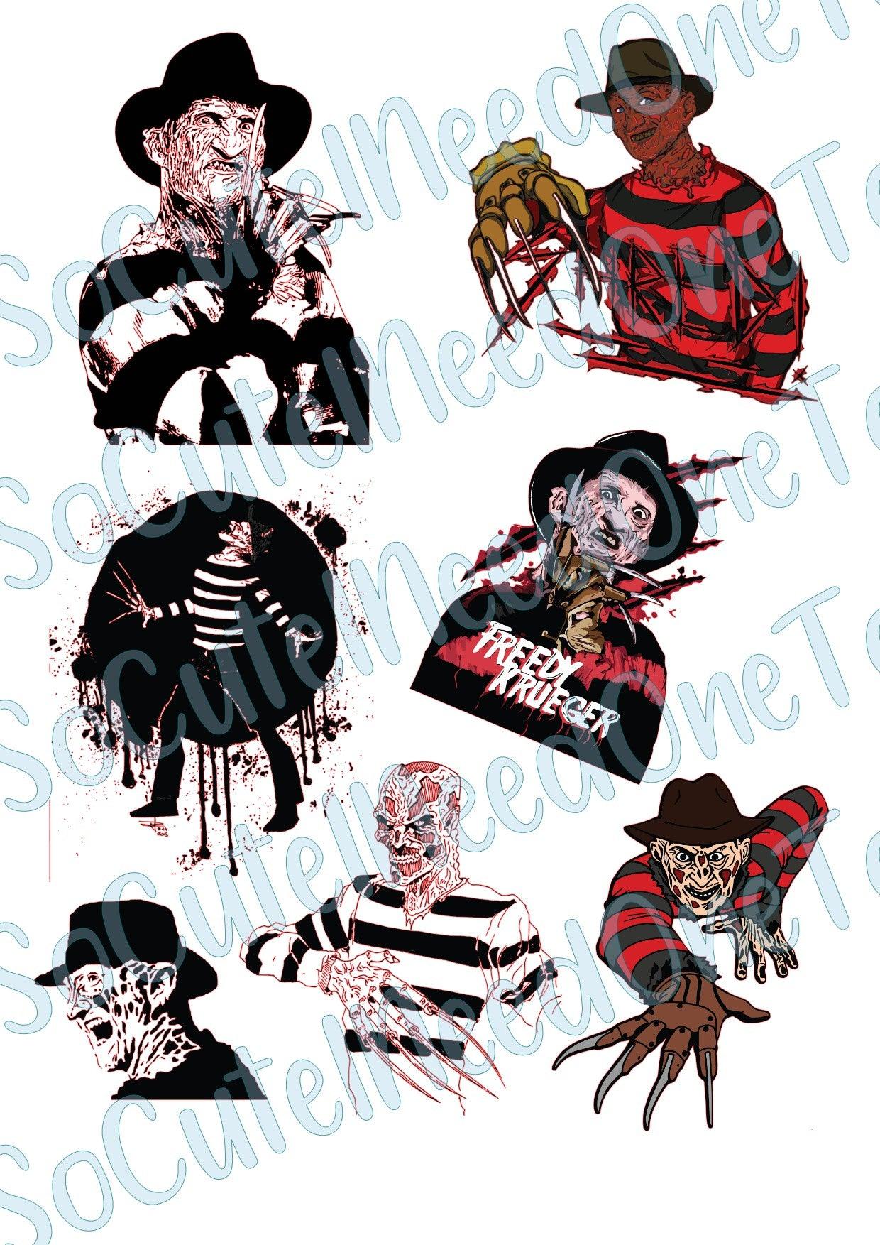 Horror - Freddy Krueger - on Clear/White Waterslide Paper Ready To Use - SoCuteINeedOneToo