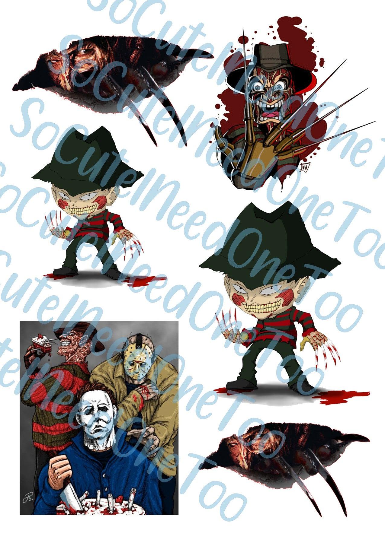 Horror - Freddy on Clear/White Waterslide Paper Ready To Use - SoCuteINeedOneToo