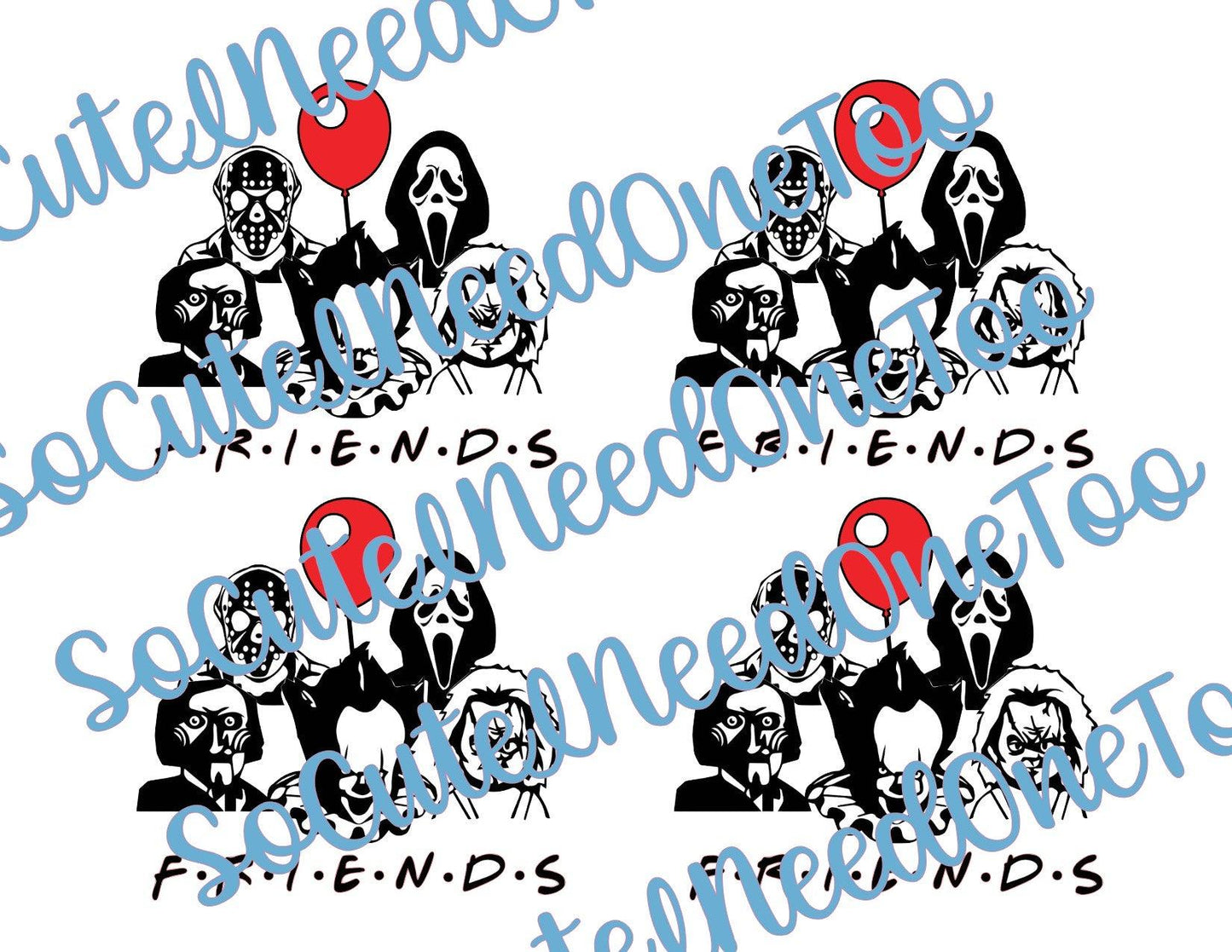Horror - Friends #2 on Clear/White Waterslide Paper Ready To Use - SoCuteINeedOneToo