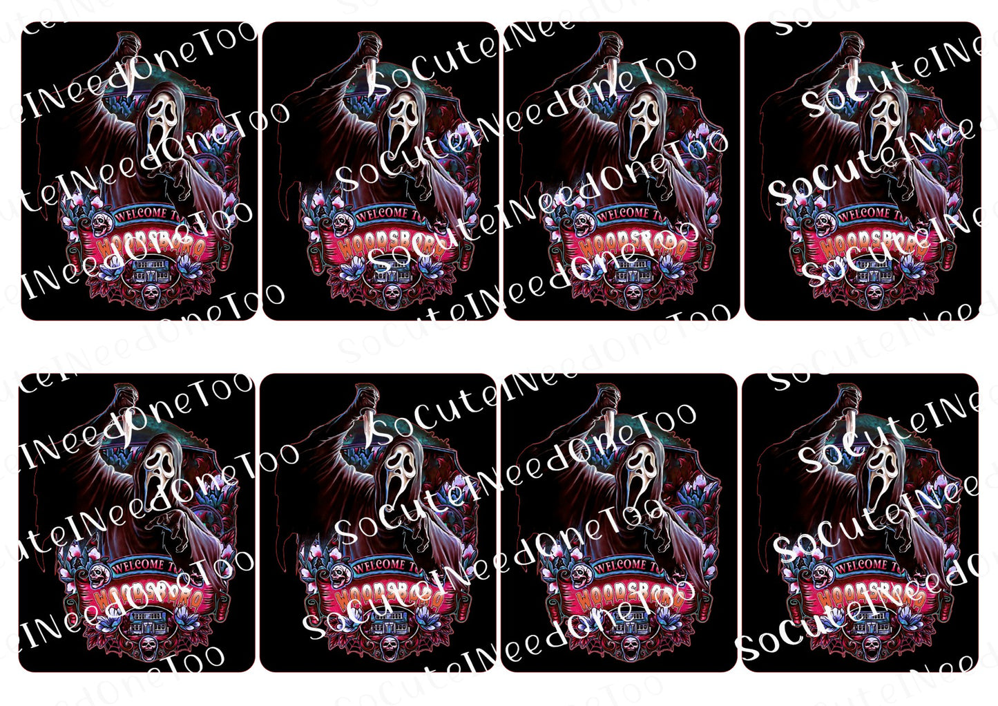 Horror - Ghost Face Black Cards - Waterslide Decals - SoCuteINeedOneToo