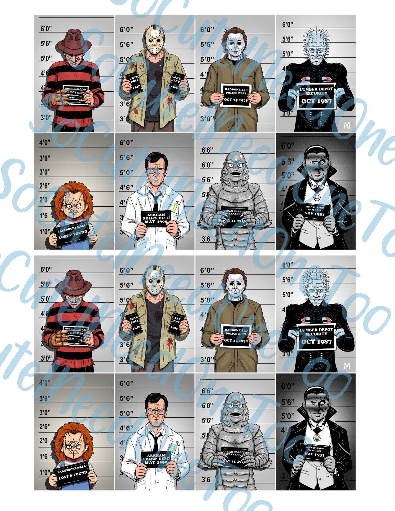 Horror - Line Up on Clear/White Waterslide Paper Ready To Use - SoCuteINeedOneToo