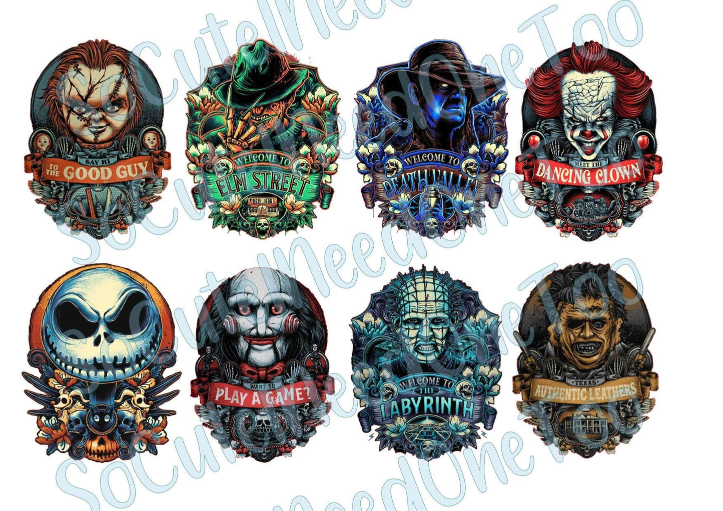 Horror - White Halloween Cards #2- on Clear/White Waterslide Paper Ready To Use - SoCuteINeedOneToo