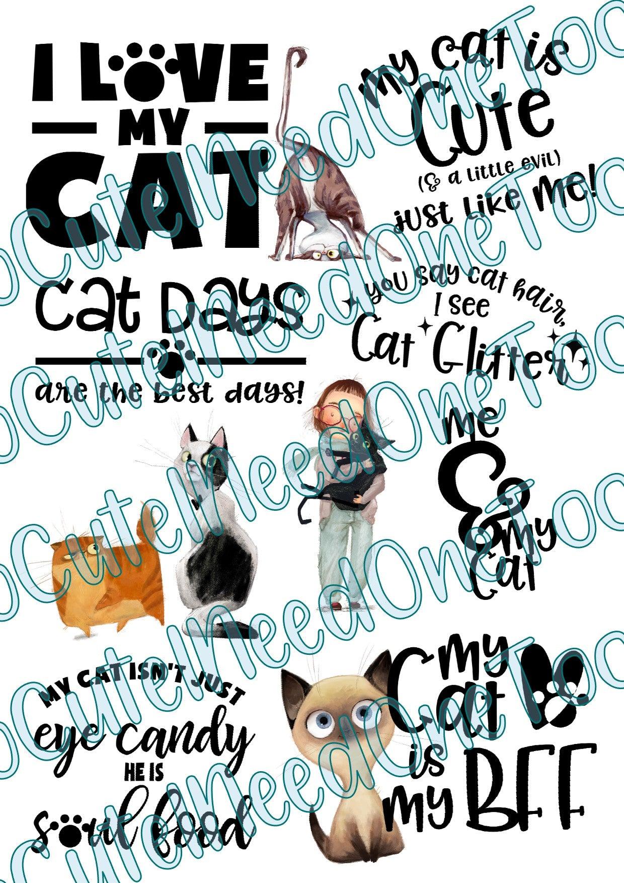 I Love My Cat on Clear/White Waterslide Paper Ready To Use - SoCuteINeedOneToo