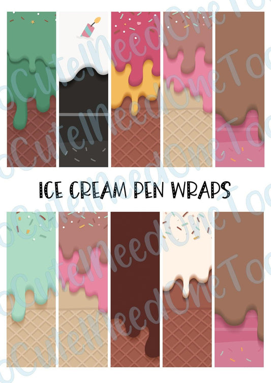 Ice Cream Pen Wraps - SoCuteINeedOneToo