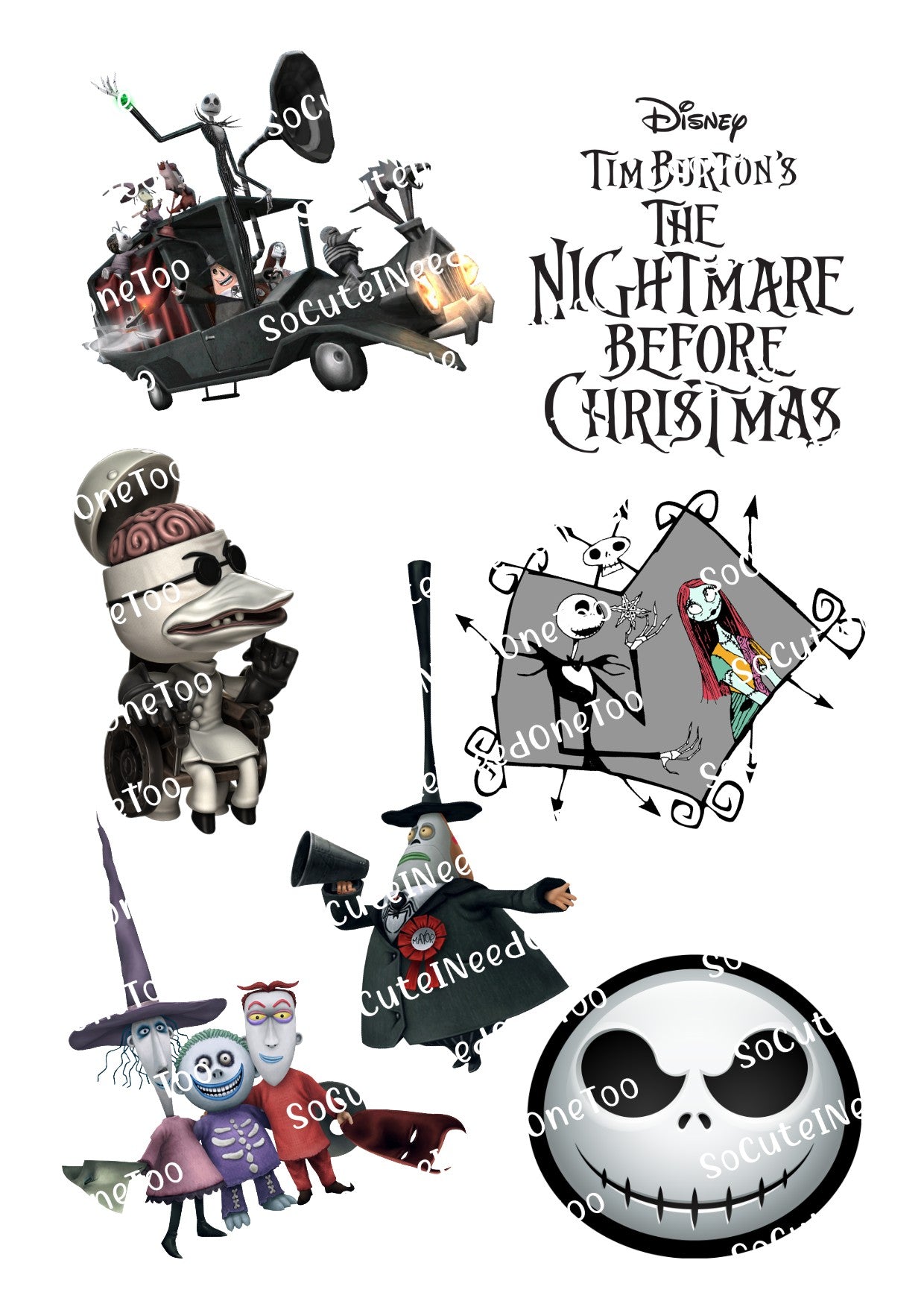 Jack & Sally #6 on Clear/White Laser Waterslide Paper - Ready To Use - SoCuteINeedOneToo