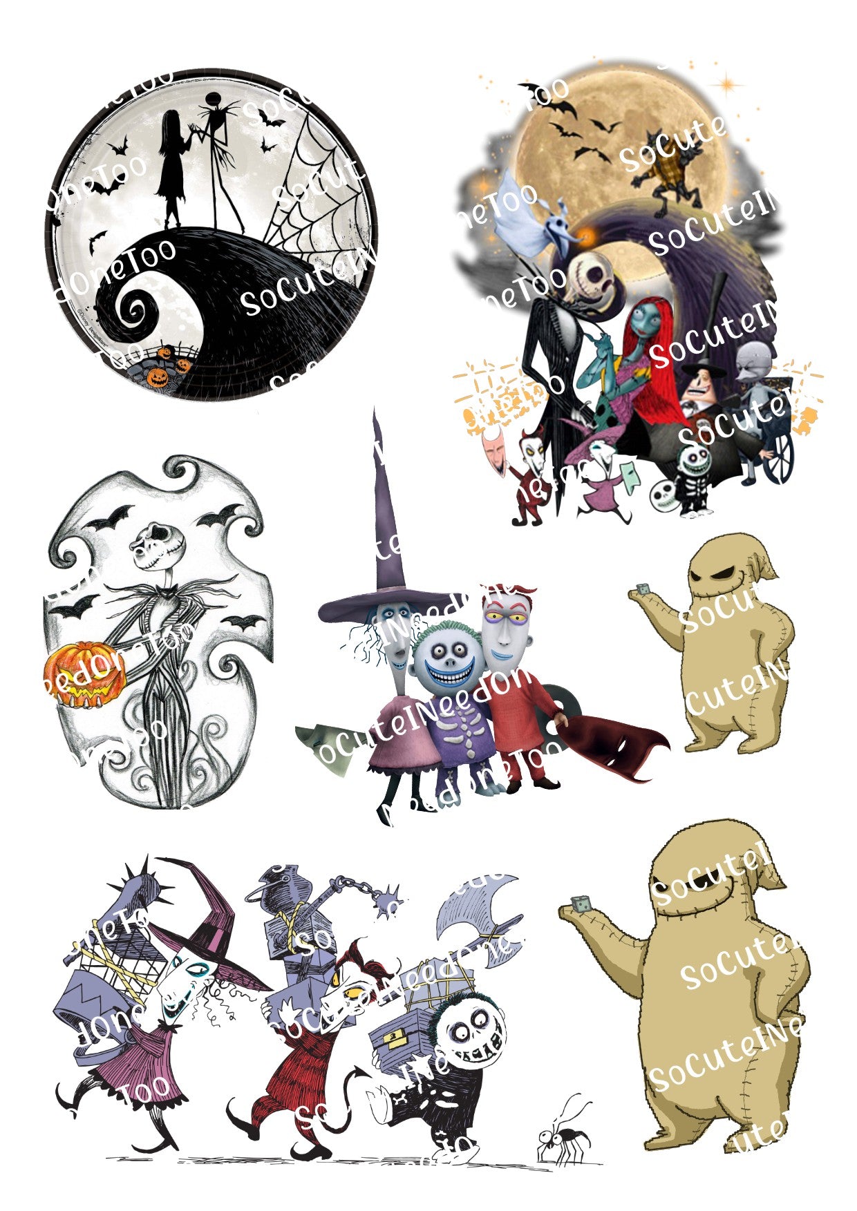 Jack & Sally #7 on Clear/White Waterslide Paper - Ready To Use - SoCuteINeedOneToo