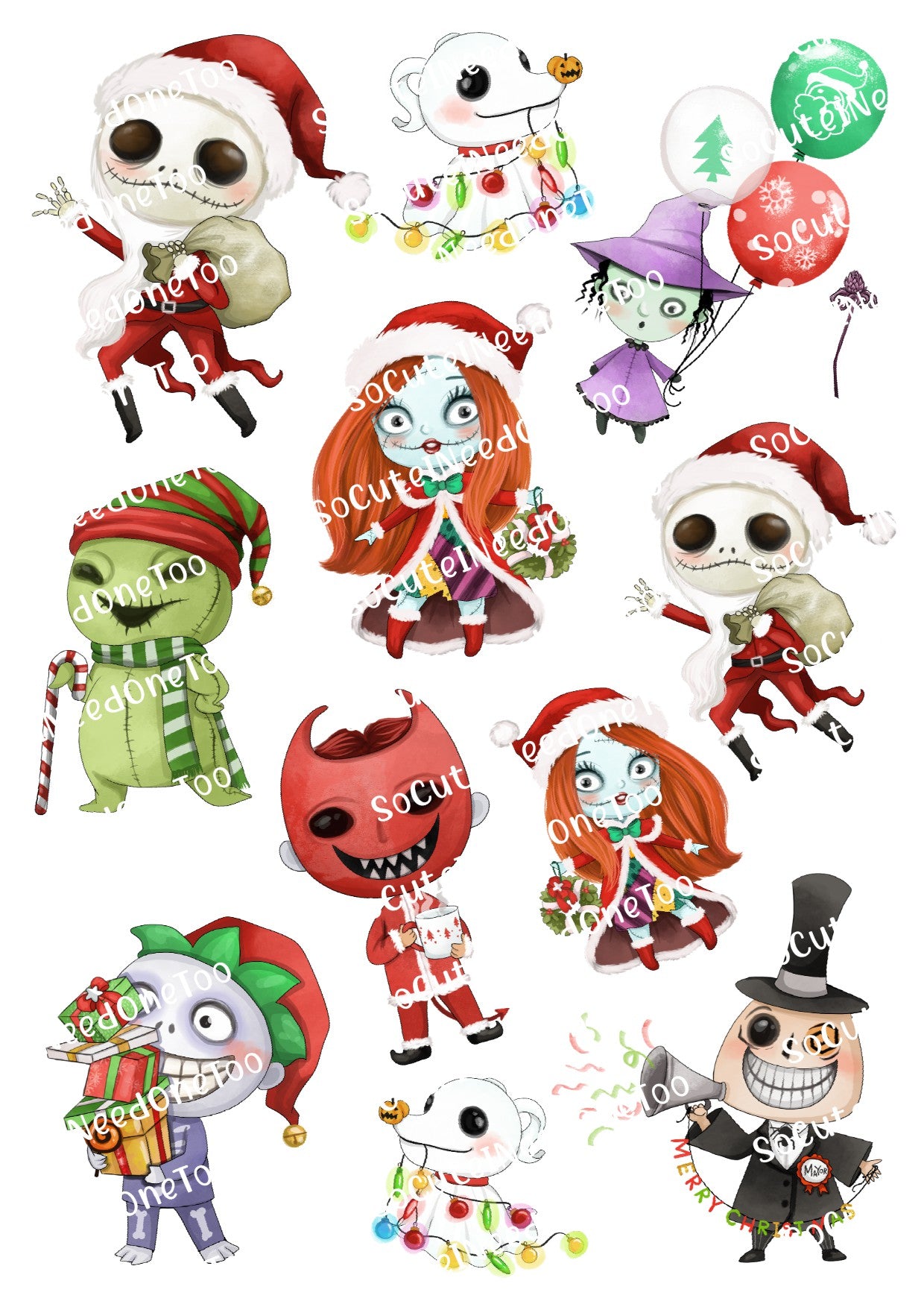 Jack Christmas Cartoon Characters Waterslide Decals - SoCuteINeedOneToo