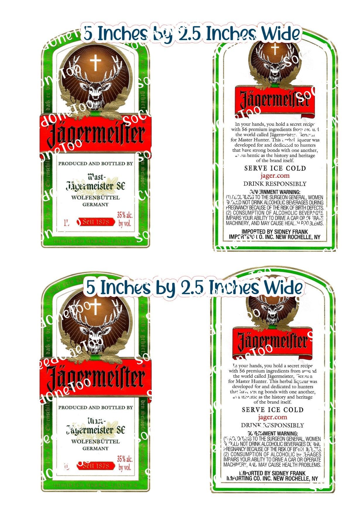 Jägermeister Labels Front & Back Waterslide Decals - SoCuteINeedOneToo
