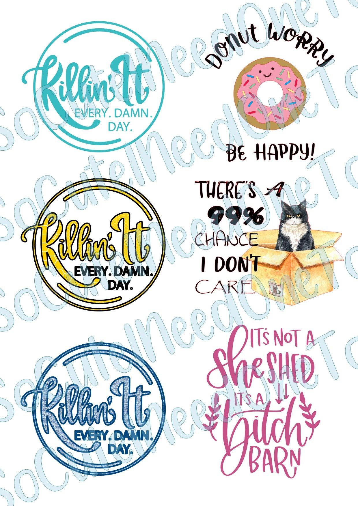 Killing It on Clear/White Waterslide Paper Ready To Use - SoCuteINeedOneToo