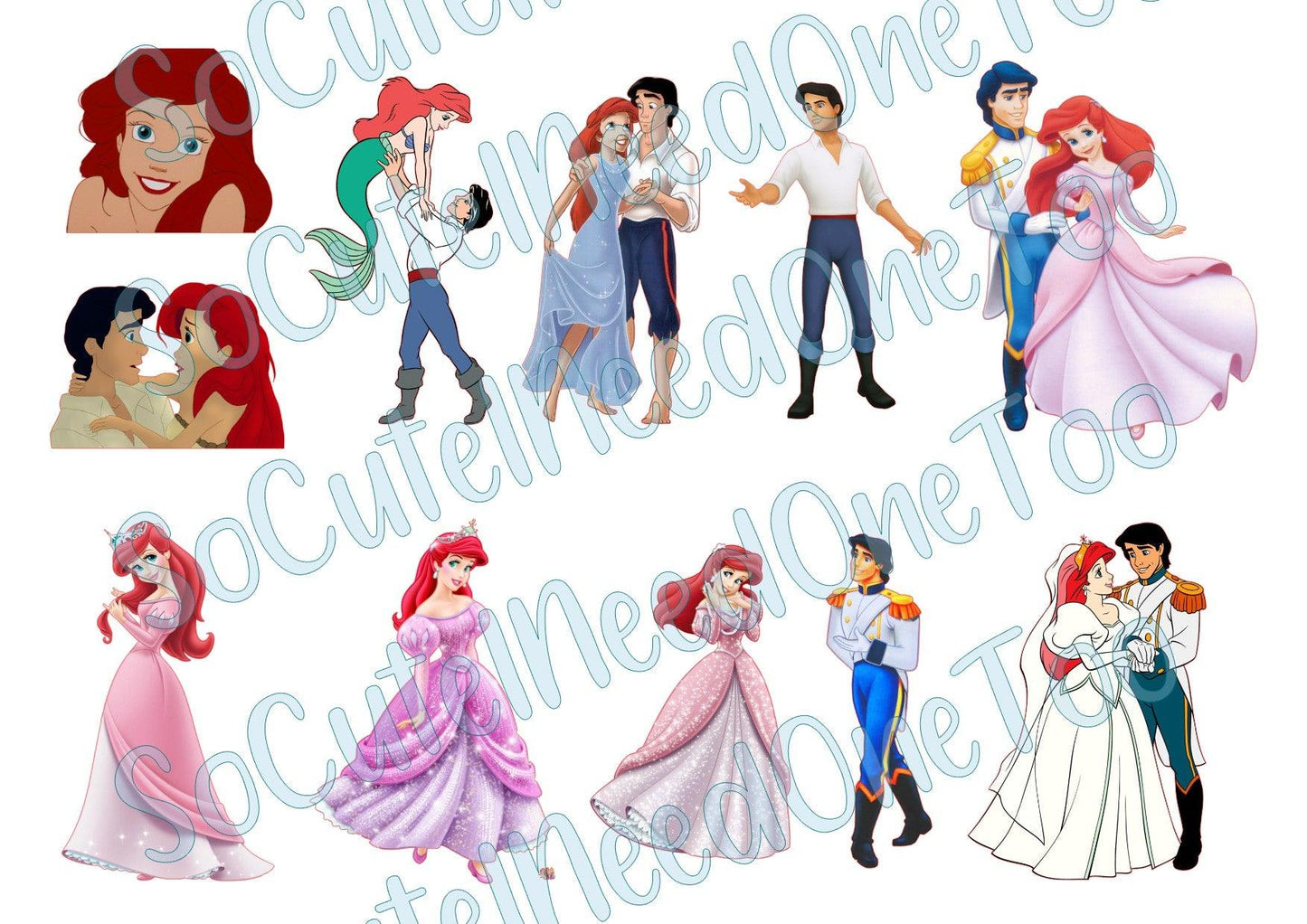 Little Mermaid - Wedding Waterslide Decals - SoCuteINeedOneToo