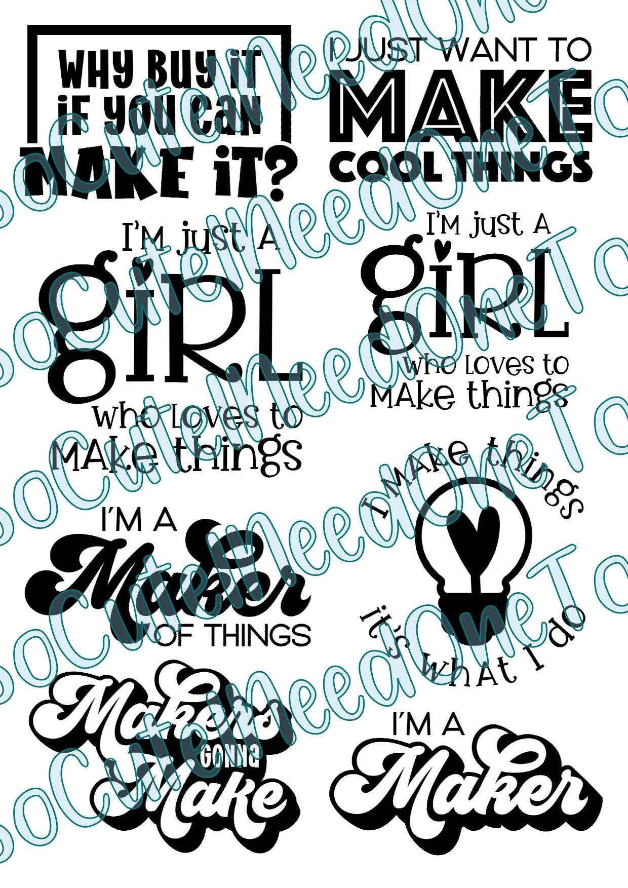 Maker of Things on Clear/White Waterslide Paper Ready To Use - SoCuteINeedOneToo